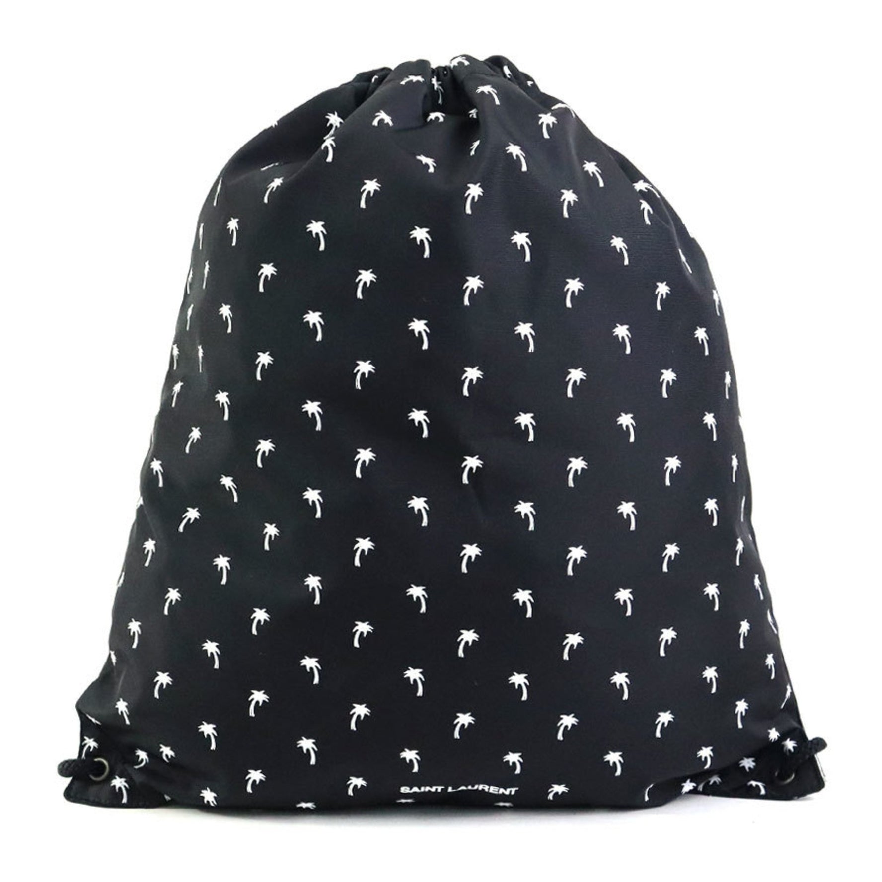Saint Laurent Backpack Knapsack Nylon Black x White Men Women
