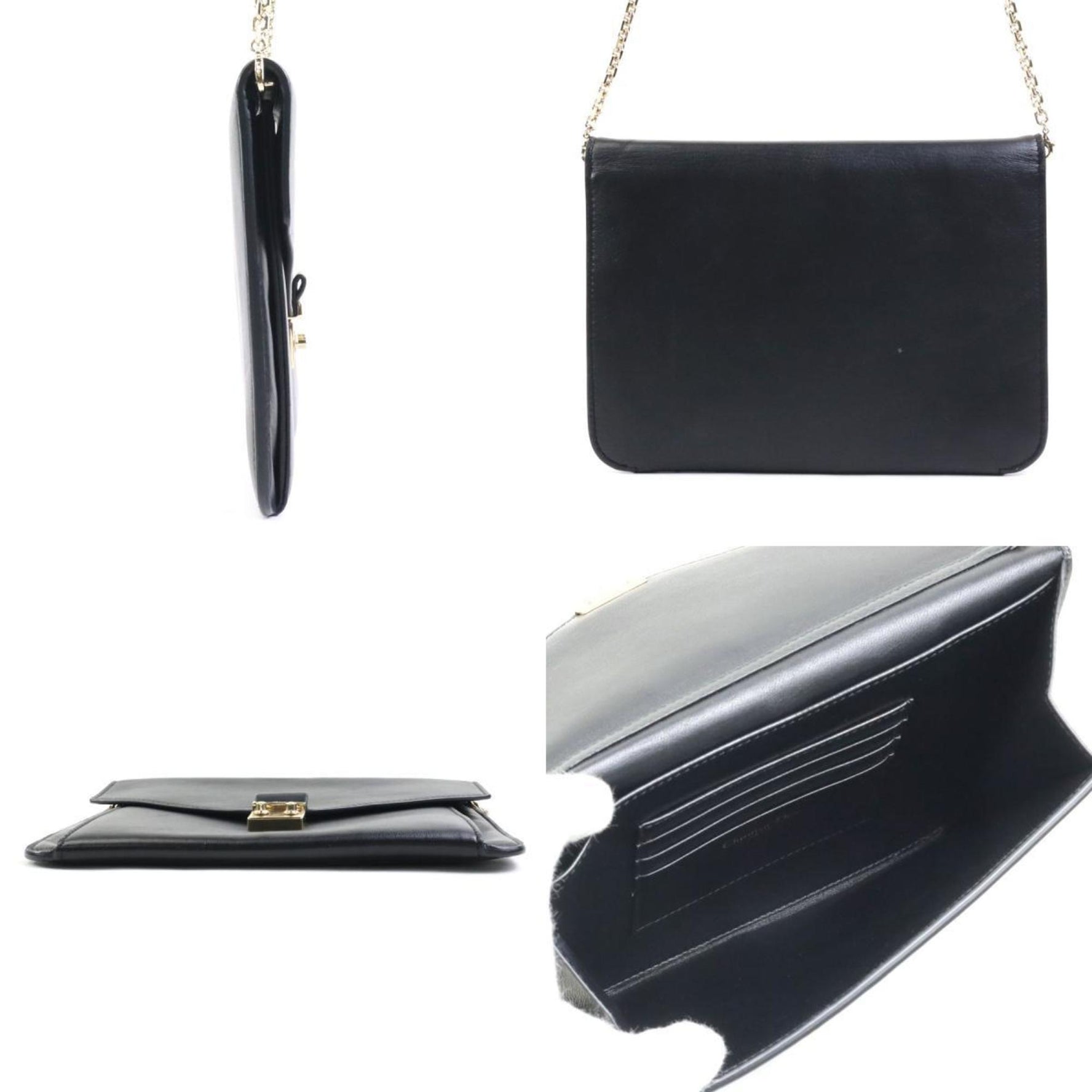 Christian Dior Chain Wallet Clutch Bag Leather Ladies