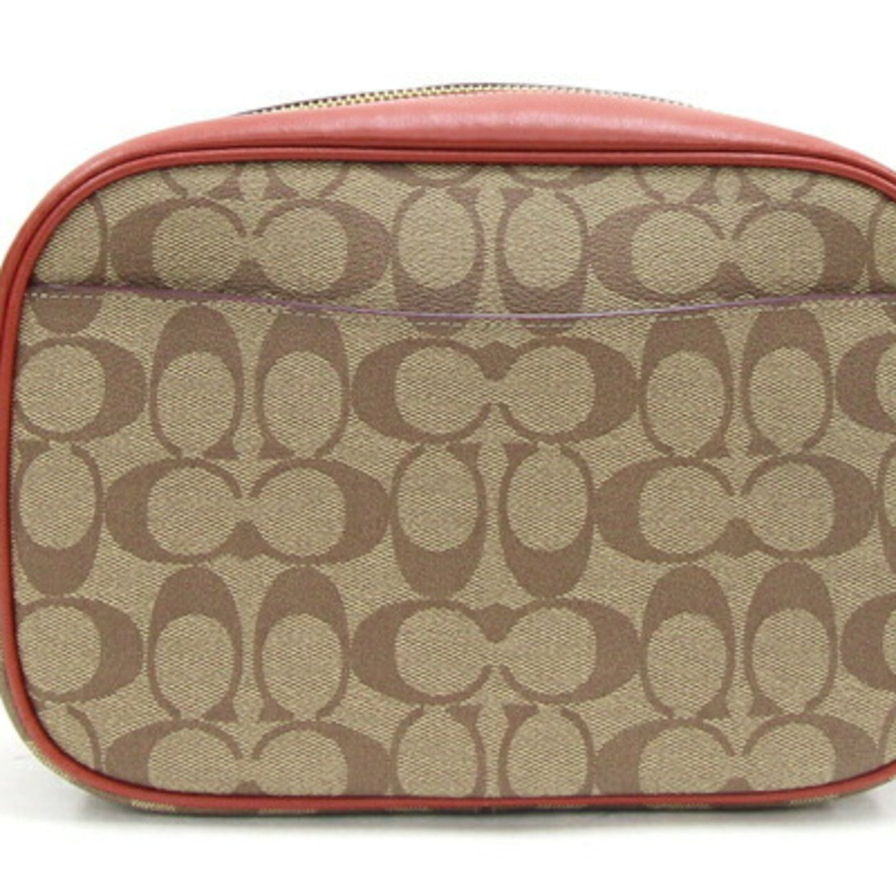 Coach Shoulder Bag PEANUTS Collaboration Jamie Camera Beige Brown PVC Leather Pochette Snoopy