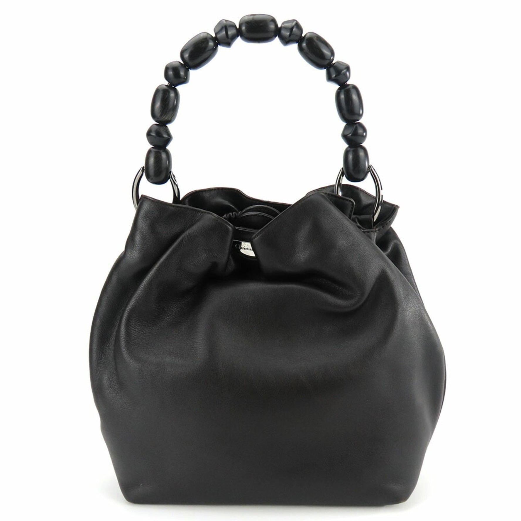 Christian Dior Handbag Leather Dark Brown Malice Pearl