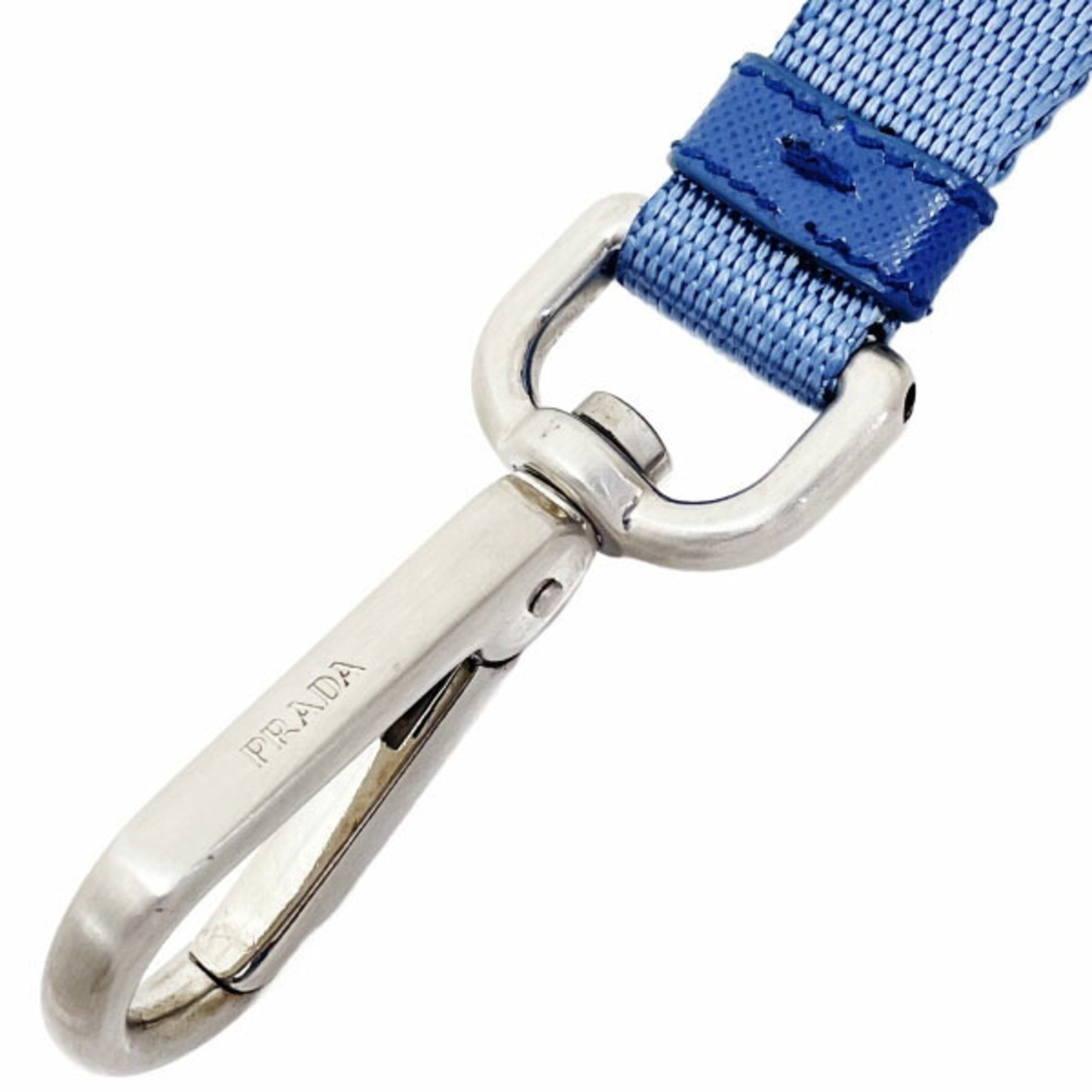 Prada Strap Neck Nylon Blue Long Key Hook ID
