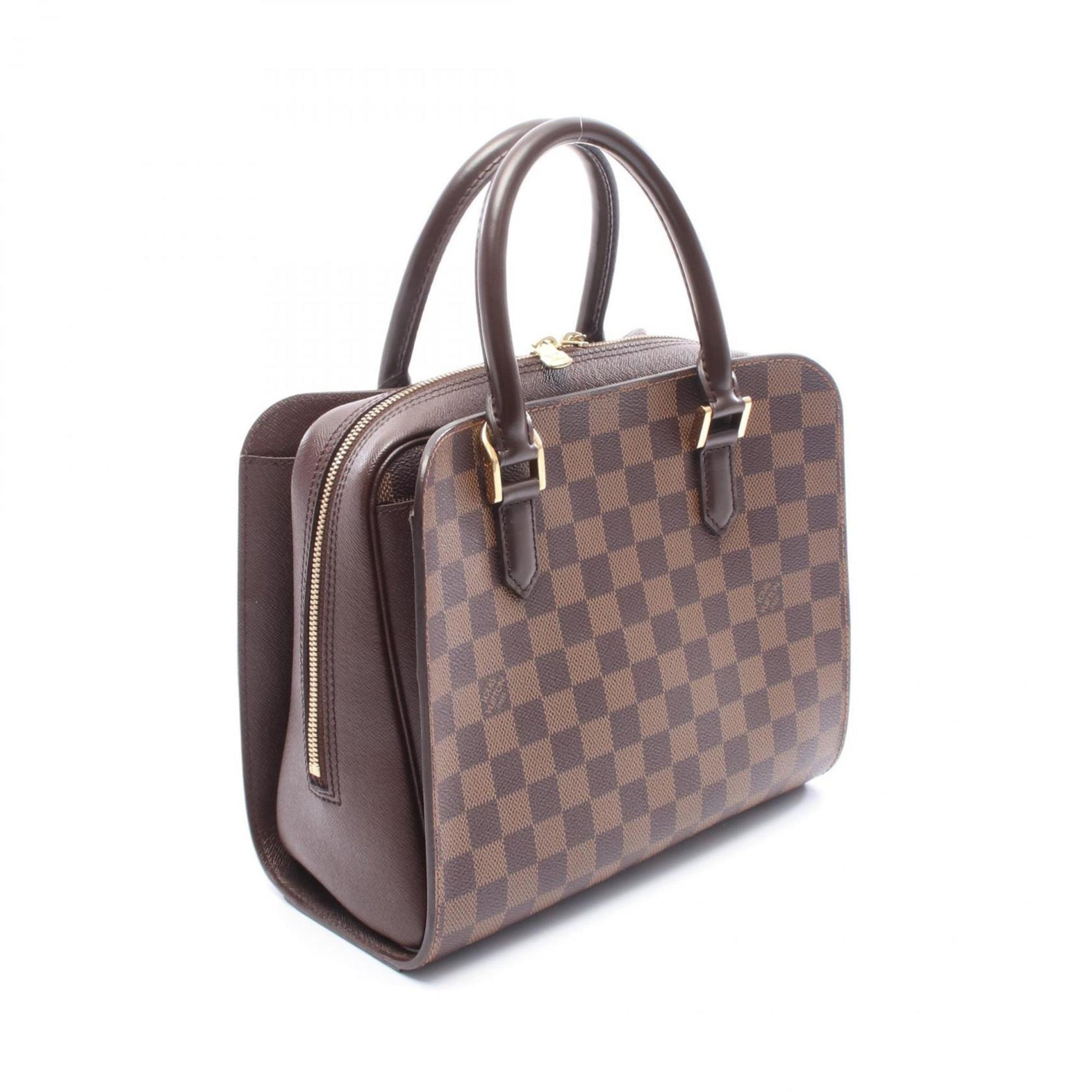 Louis Vuitton Triana Handbag, Coated Canvas, Leather, Damier, Brown