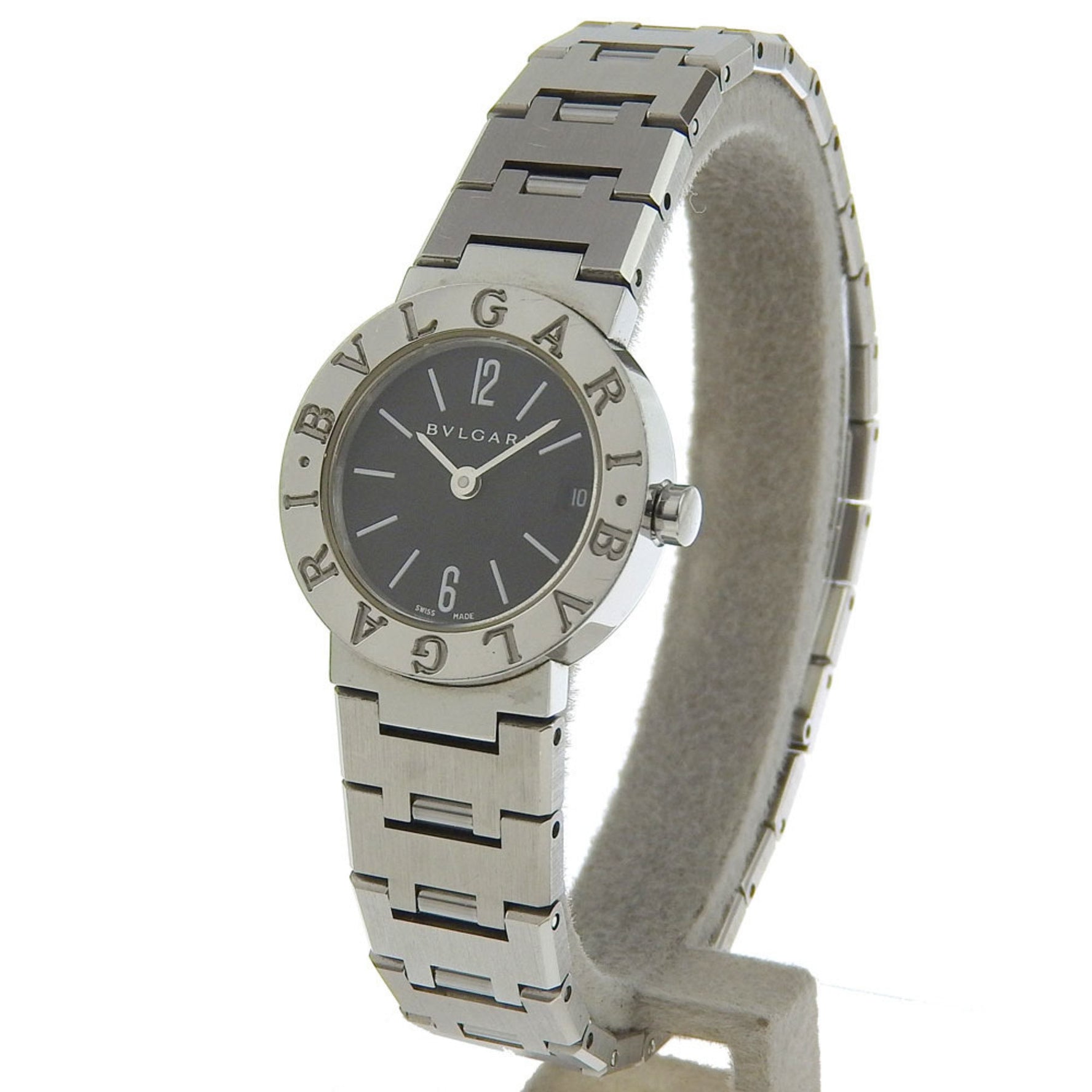 BVLGARI Watch, Stainless Steel, Quartz Movement, Analog Display, Black Dial