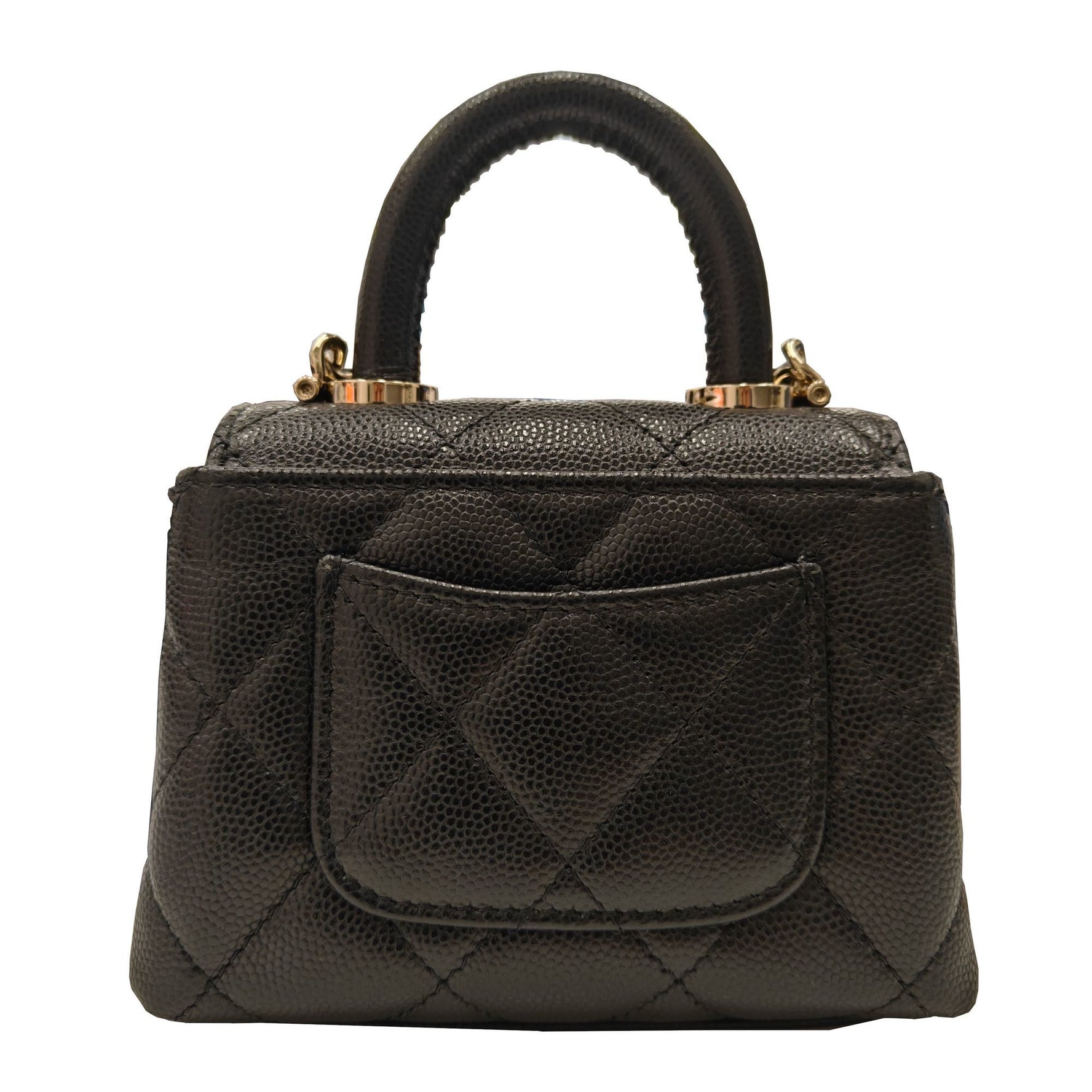 CHANEL Matelasse Flap Bag Caviar Skin Coco Handle Micro Random GD Hardware