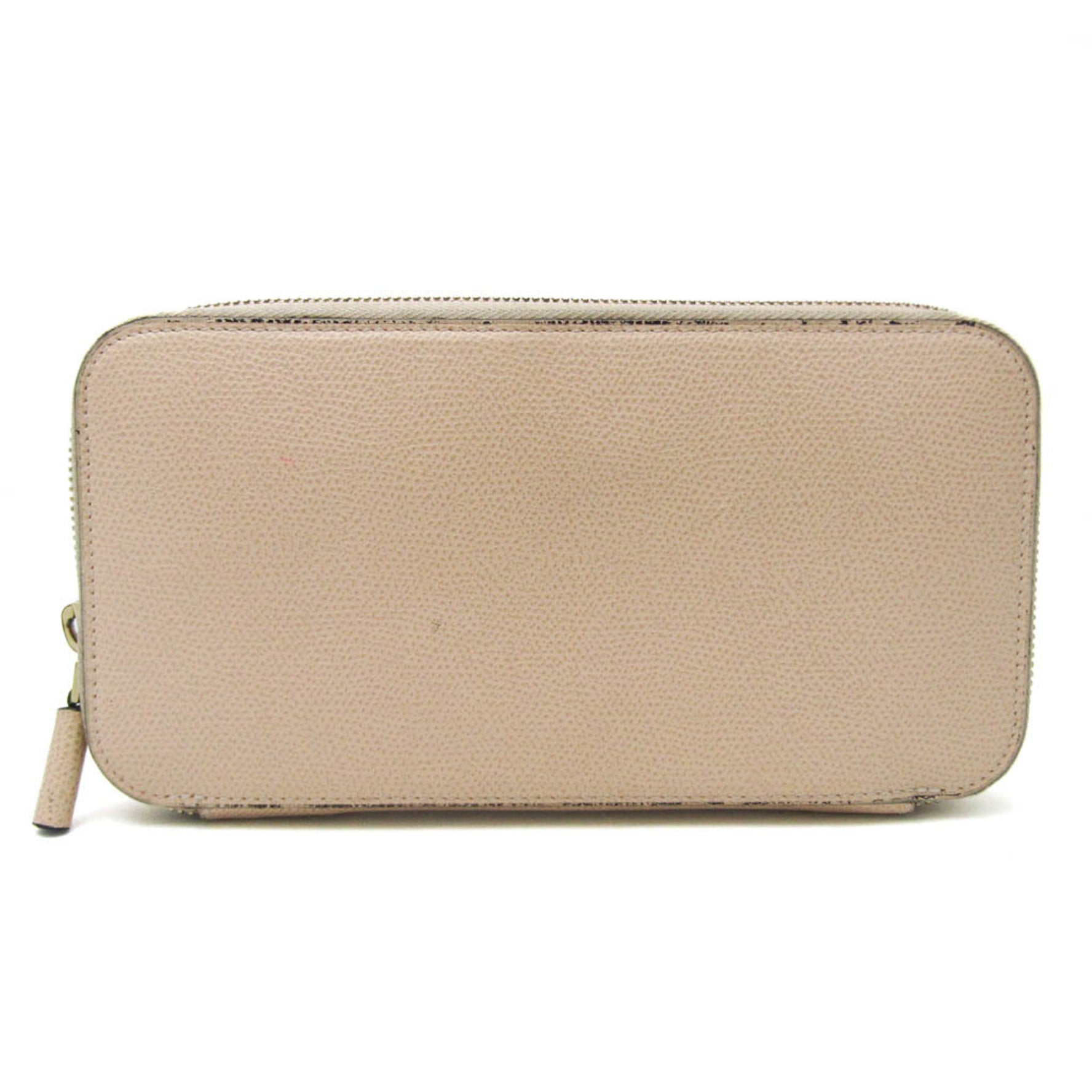Valextra Zip Purse 12 Card V9L21 Women's Leather Long Wallet (bi-fold) Pink Beige
