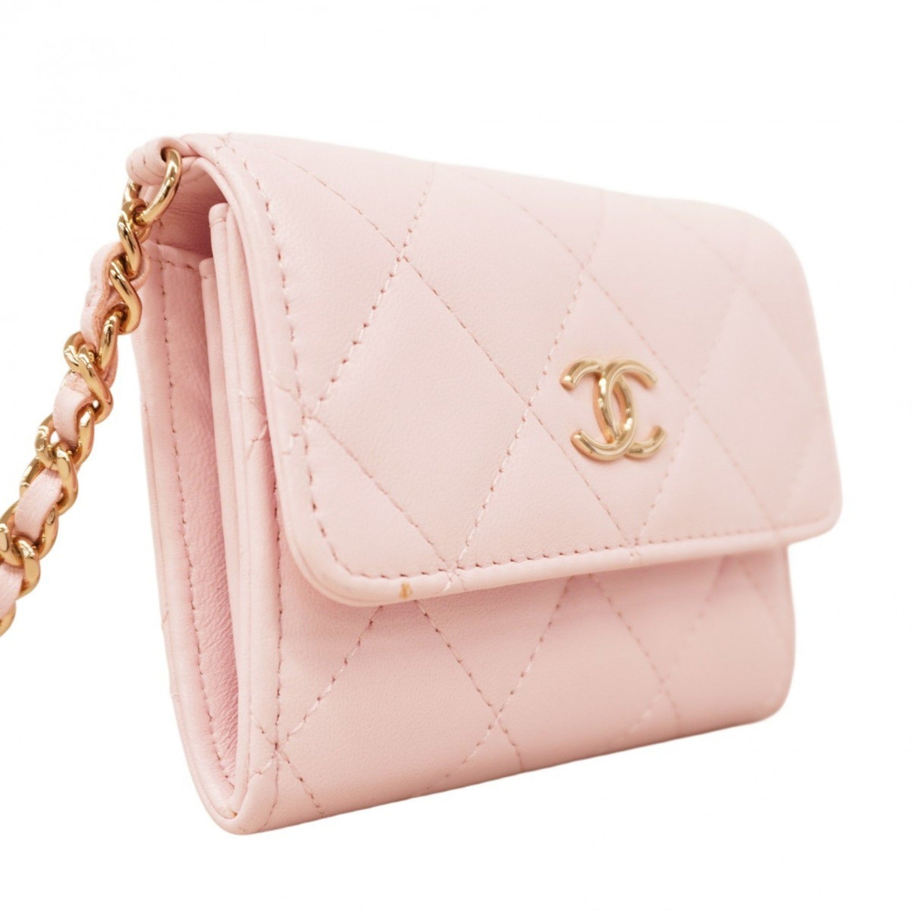 Chanel Matelasse Shoulder Wallet in Lambskin Champagne