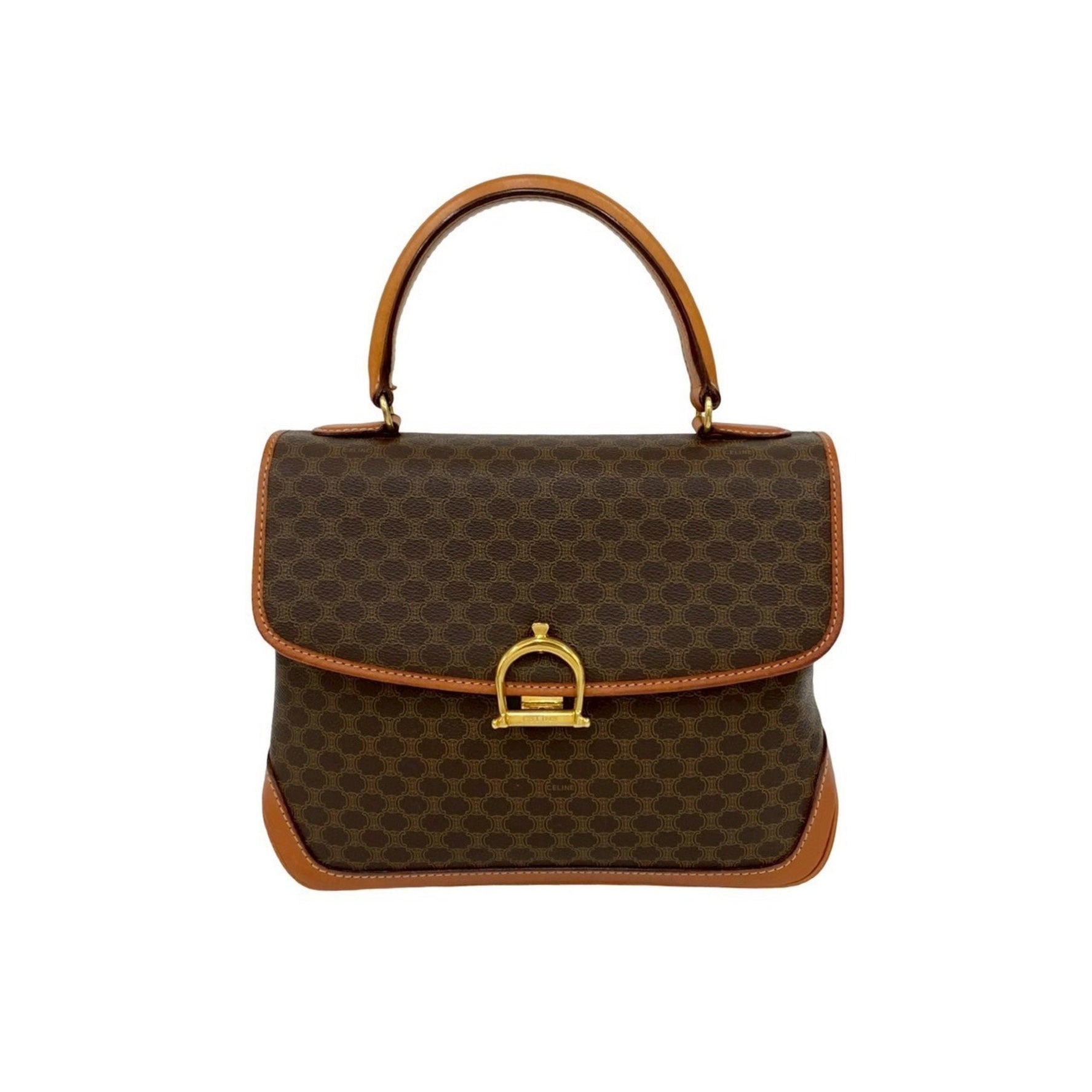 CELINE Vintage Macadam Blason Patterned Metallic Leather Handbag/Mini Tote Bag