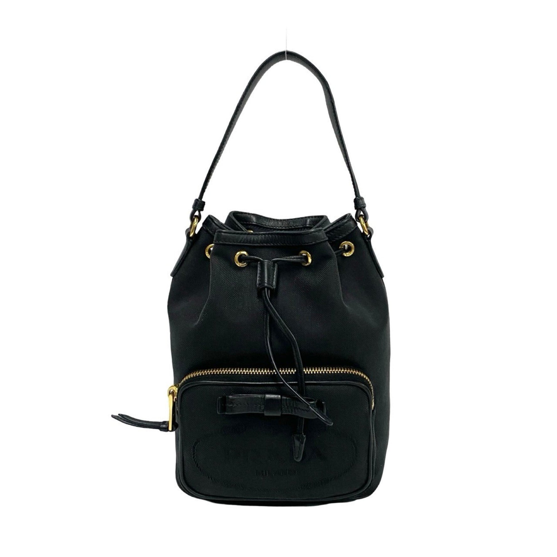 PRADA Duetto Logo Leather Canvas Mini Shoulder Bag/Handbag