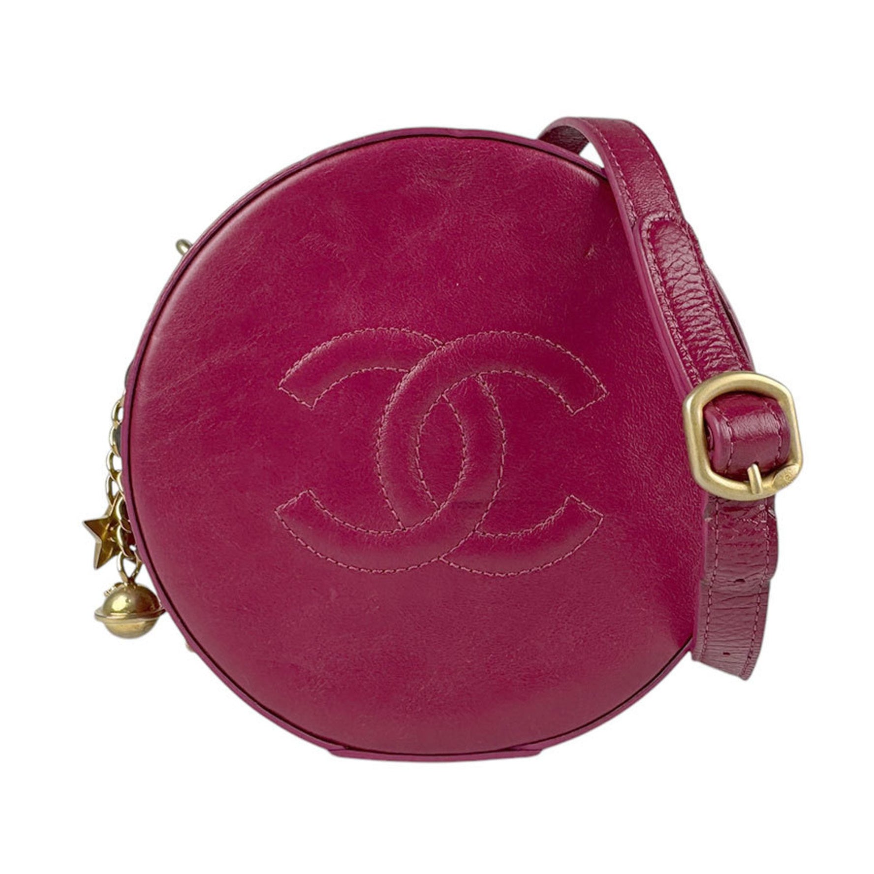 CHANEL Shoulder Bag Handbag Leather Metal Bordeaux Gold