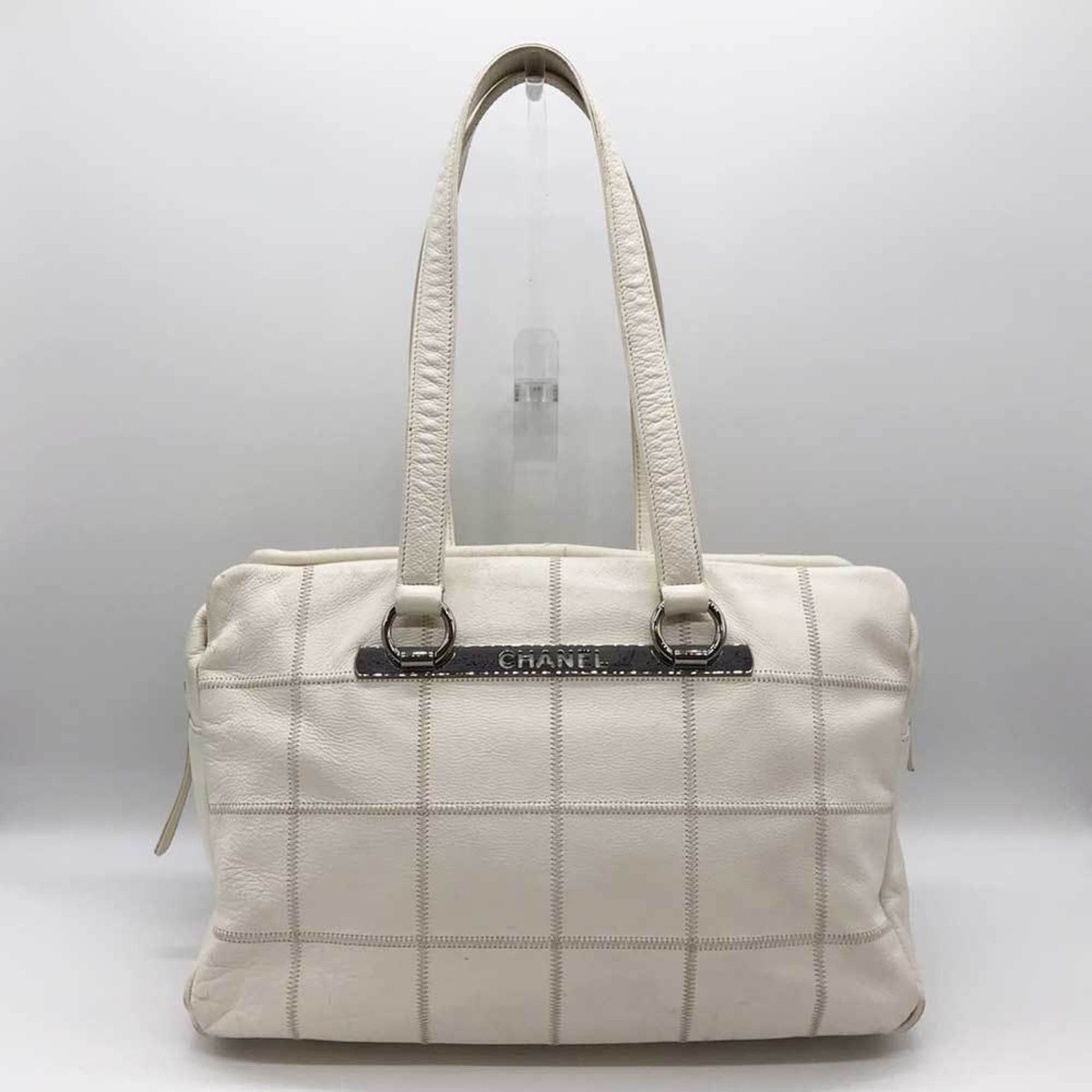 CHANEL Boston bag chocolate bar leather