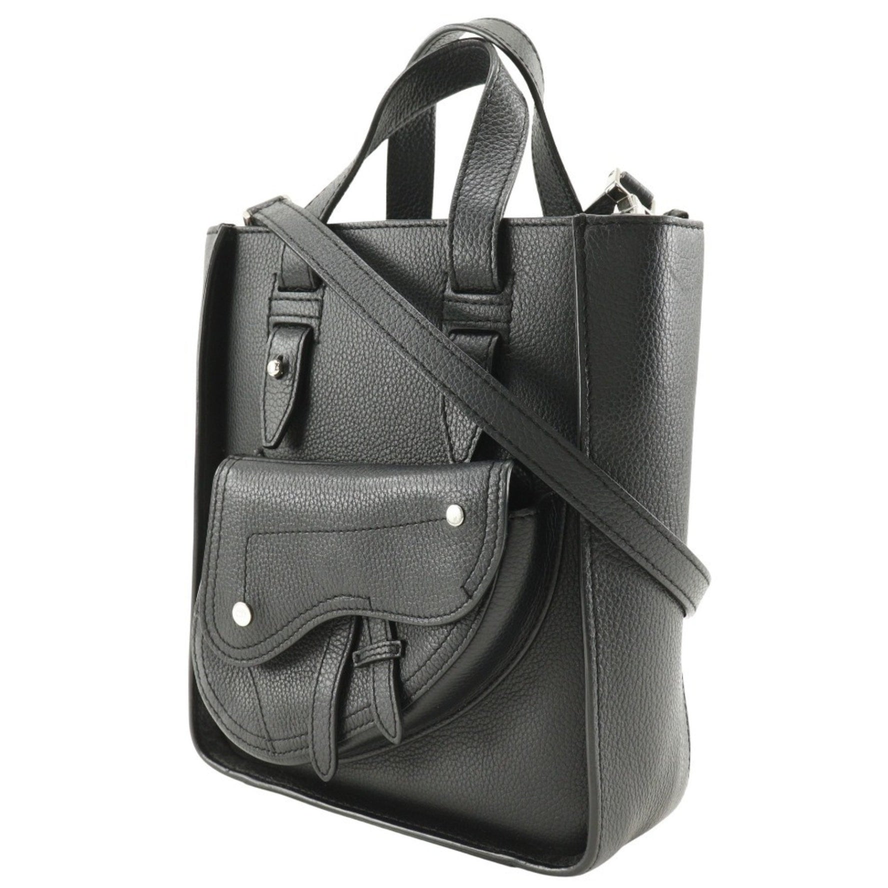 Christian Dior Saddle Mini Tote Handbag Shoulder Bag Calf Type