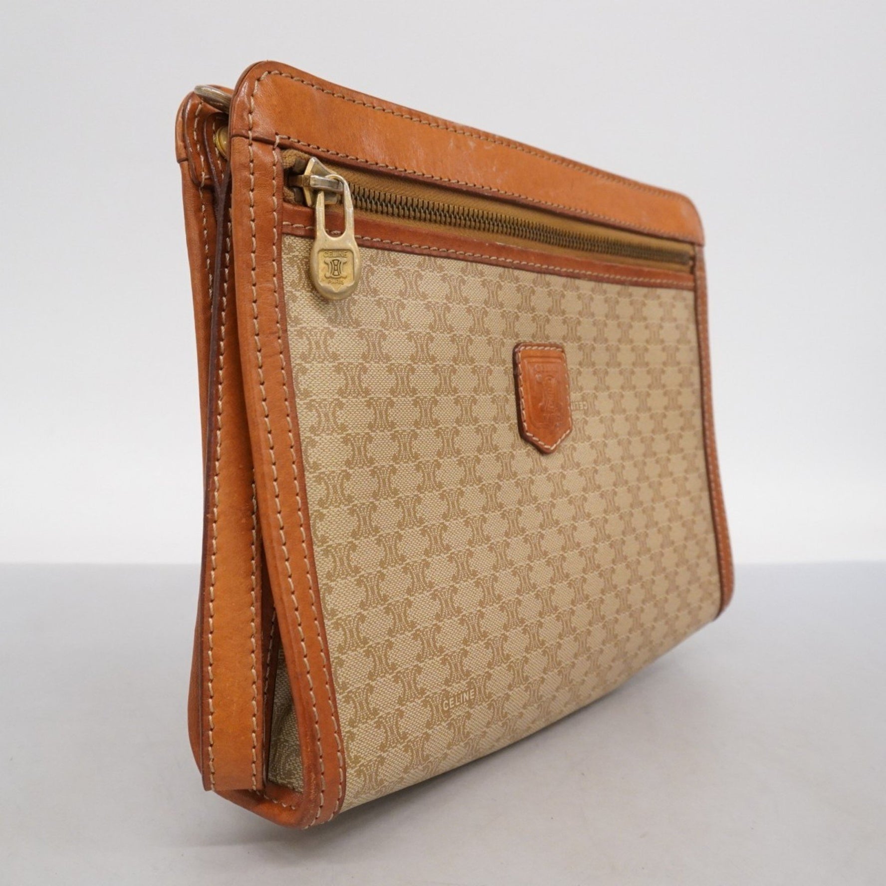 Celine Clutch Bag Macadam Beige Light Brown Men's