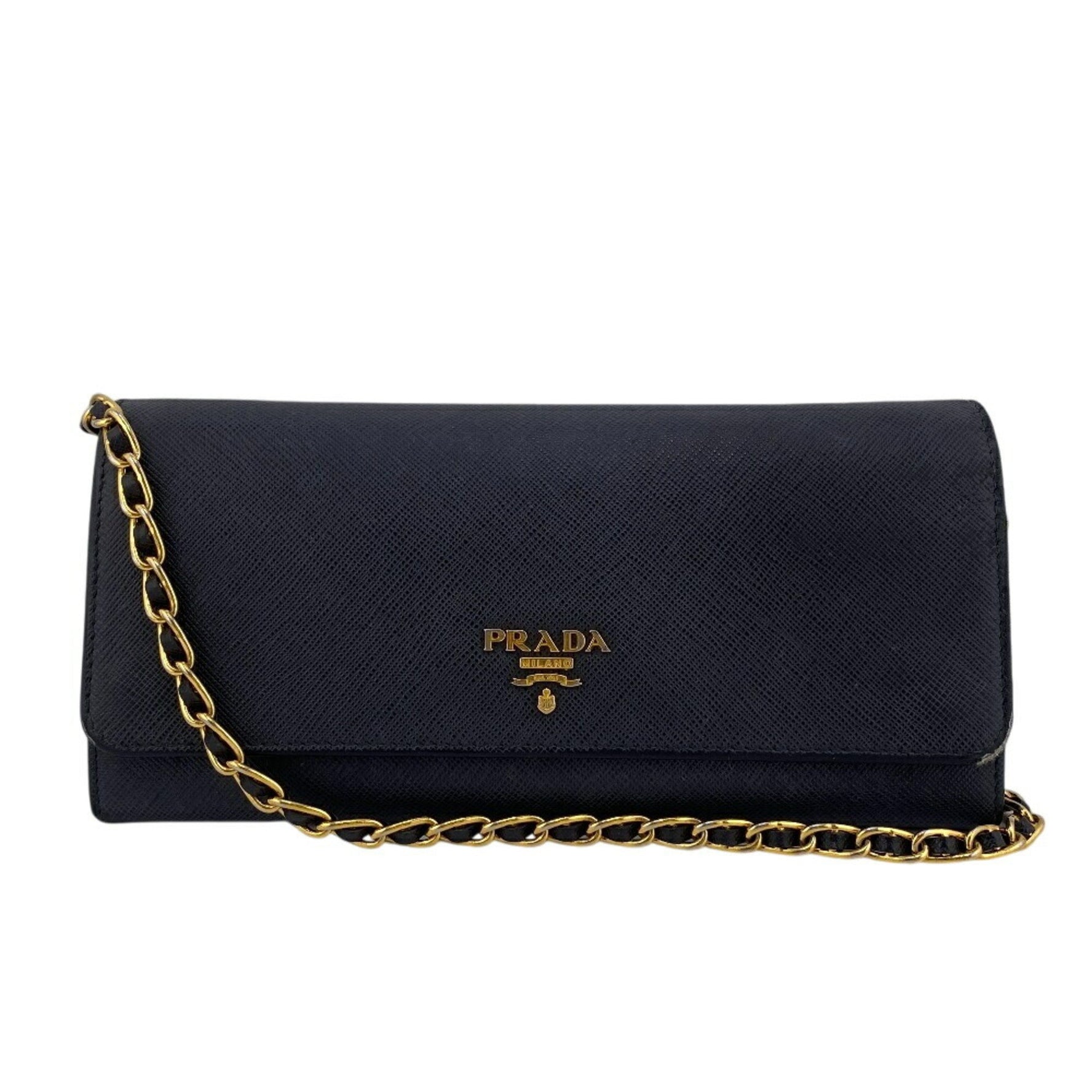 PRADA Chain Wallet Shoulder Bag Saffiano Long Unisex