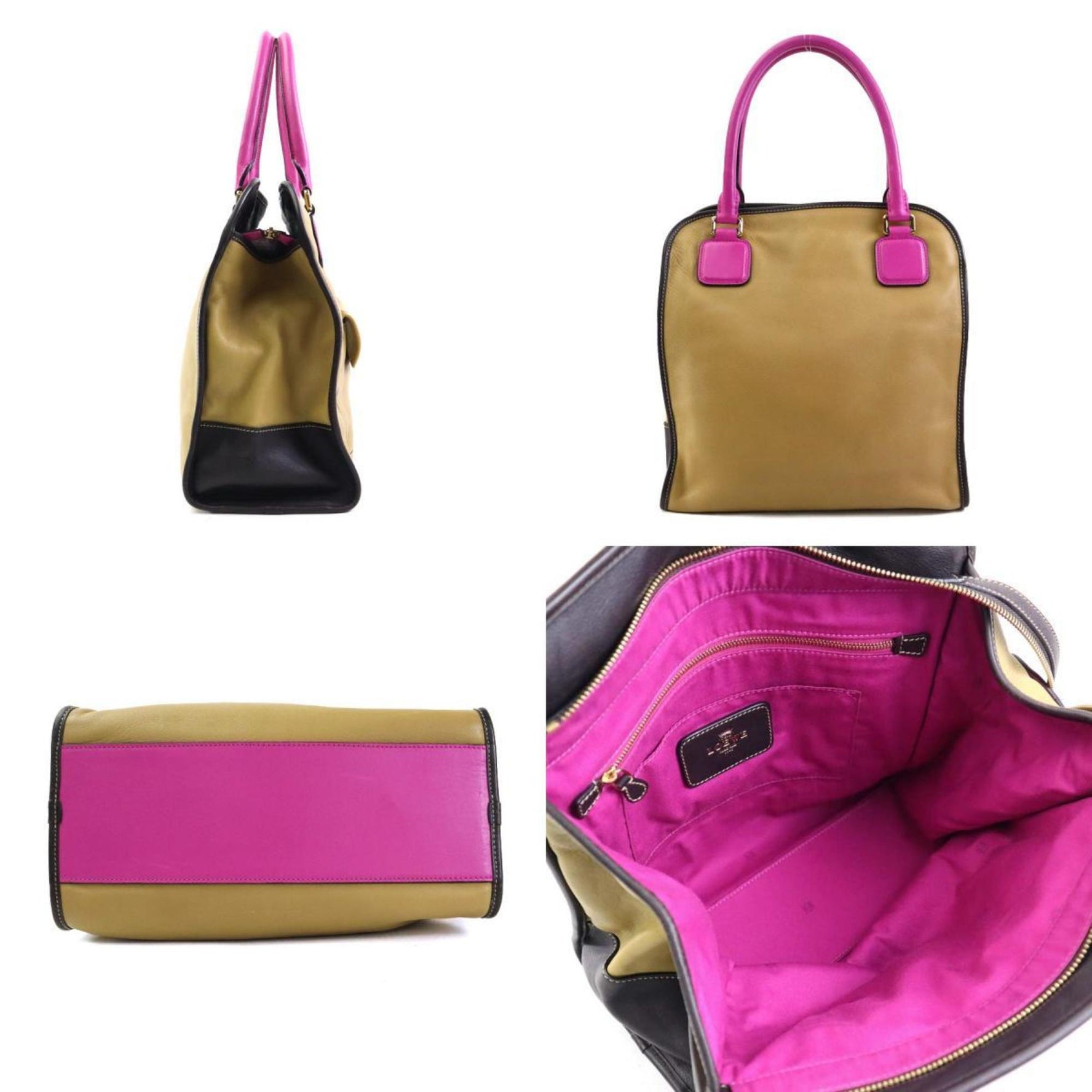 LOEWE handbag anagram leather magenta gold ladies