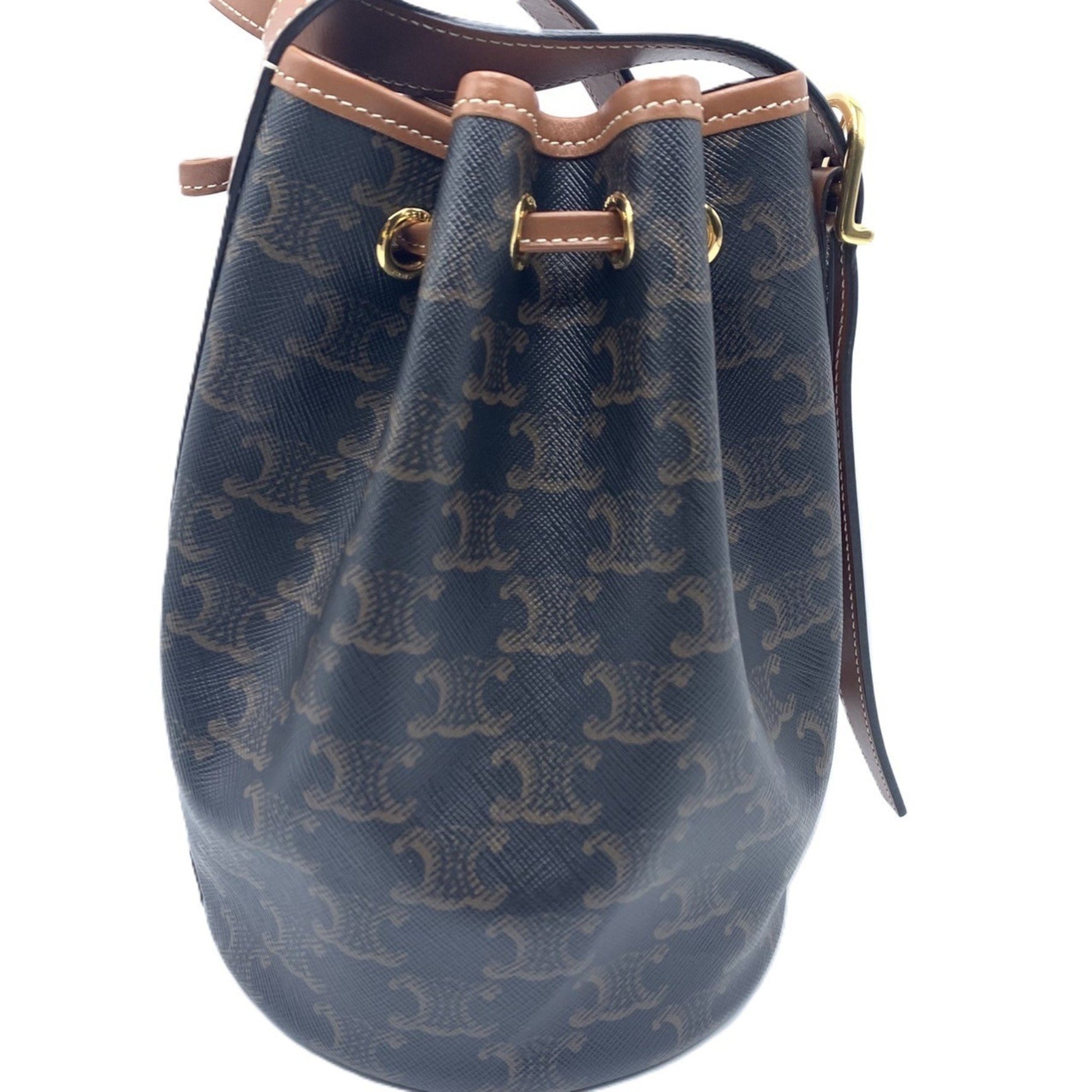 CELINE Small Drawstring Bag Triomphe Crossbody x Calfskin