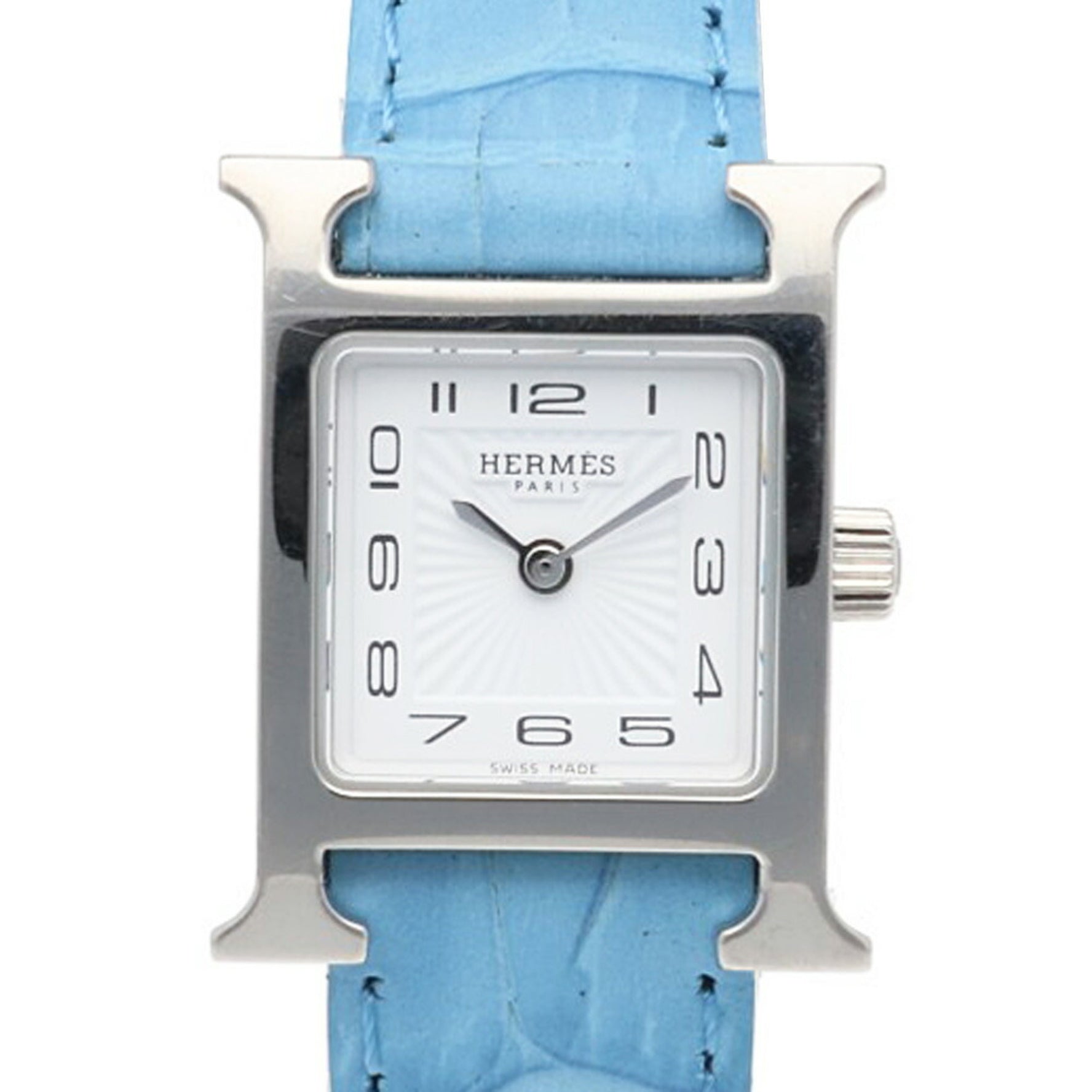 Hermes H Watch Wristwatch Stainless Steel Quartz Ladies