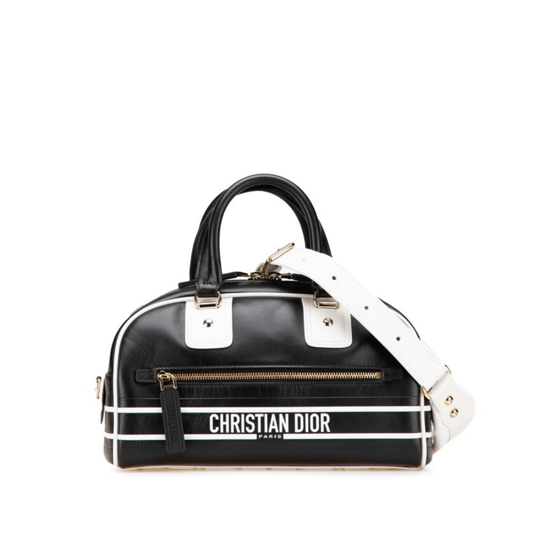 Christian Dior Dior Vibe Bowling Bag, Handbag/Shoulder Black/White Leather