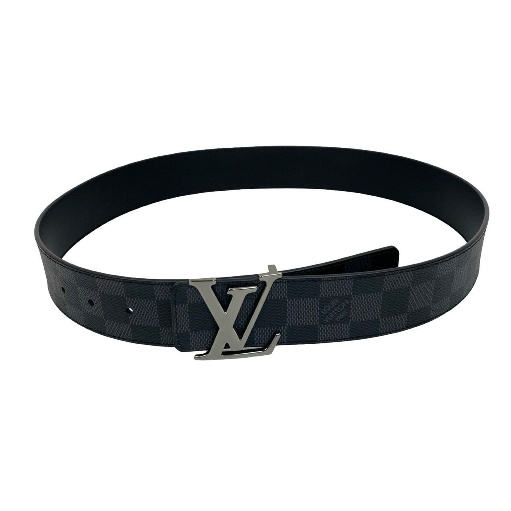 Unused, stored Louis Vuitton Santur LV Initial Reversible Damier Leather Belt in