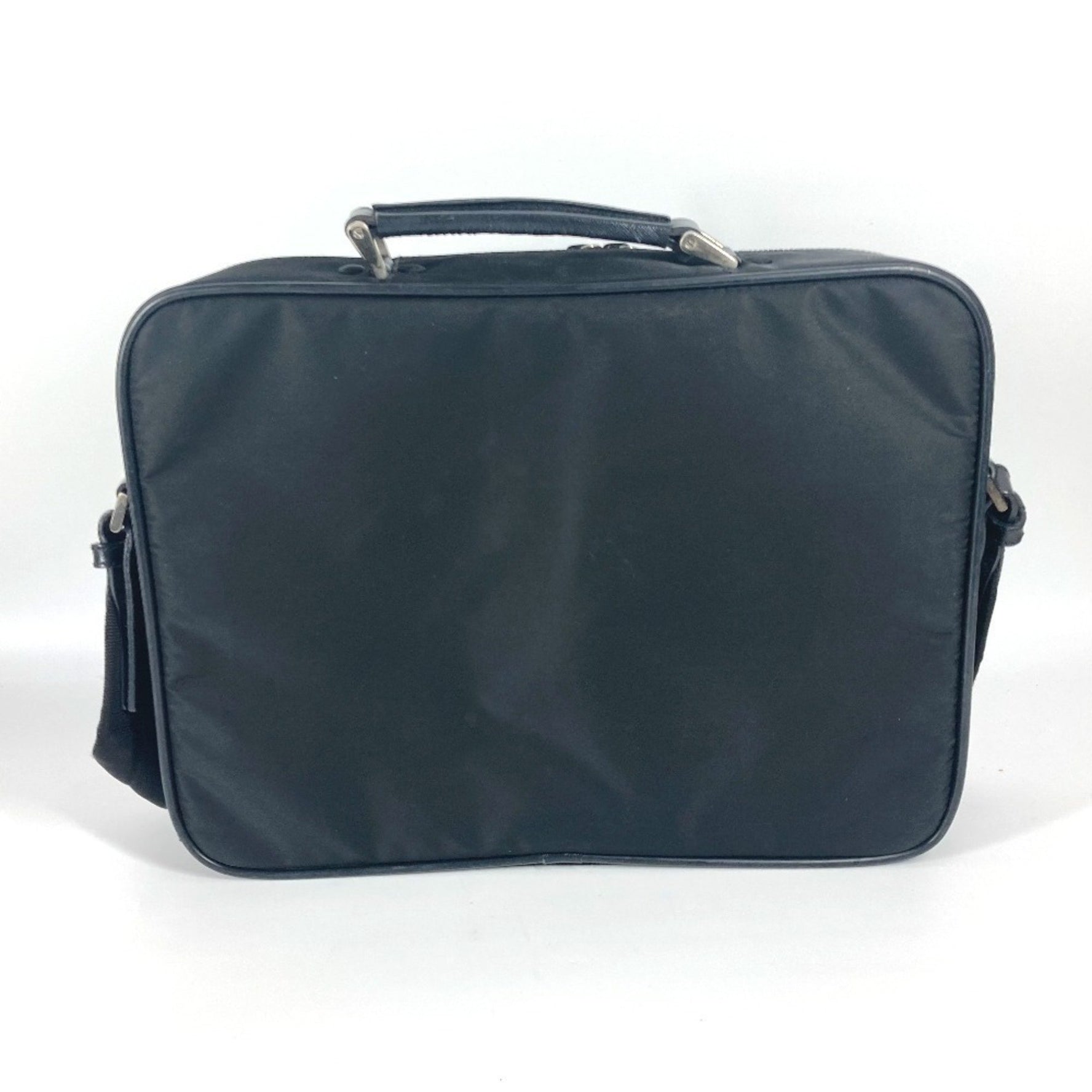 PRADA Triangle Logo Plaque Bag, Handbag, Business Shoulder Leather, Nylon, Men's