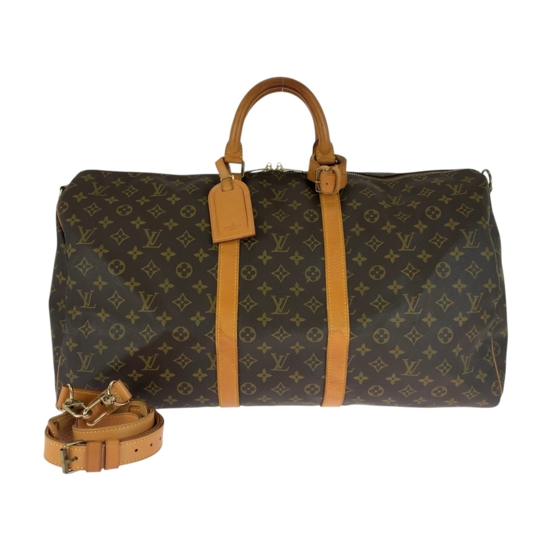 LOUIS VUITTON Monogram Keepall Bandouliere 55 Brown with Gold Hardware, Boston/Shoulder Bag