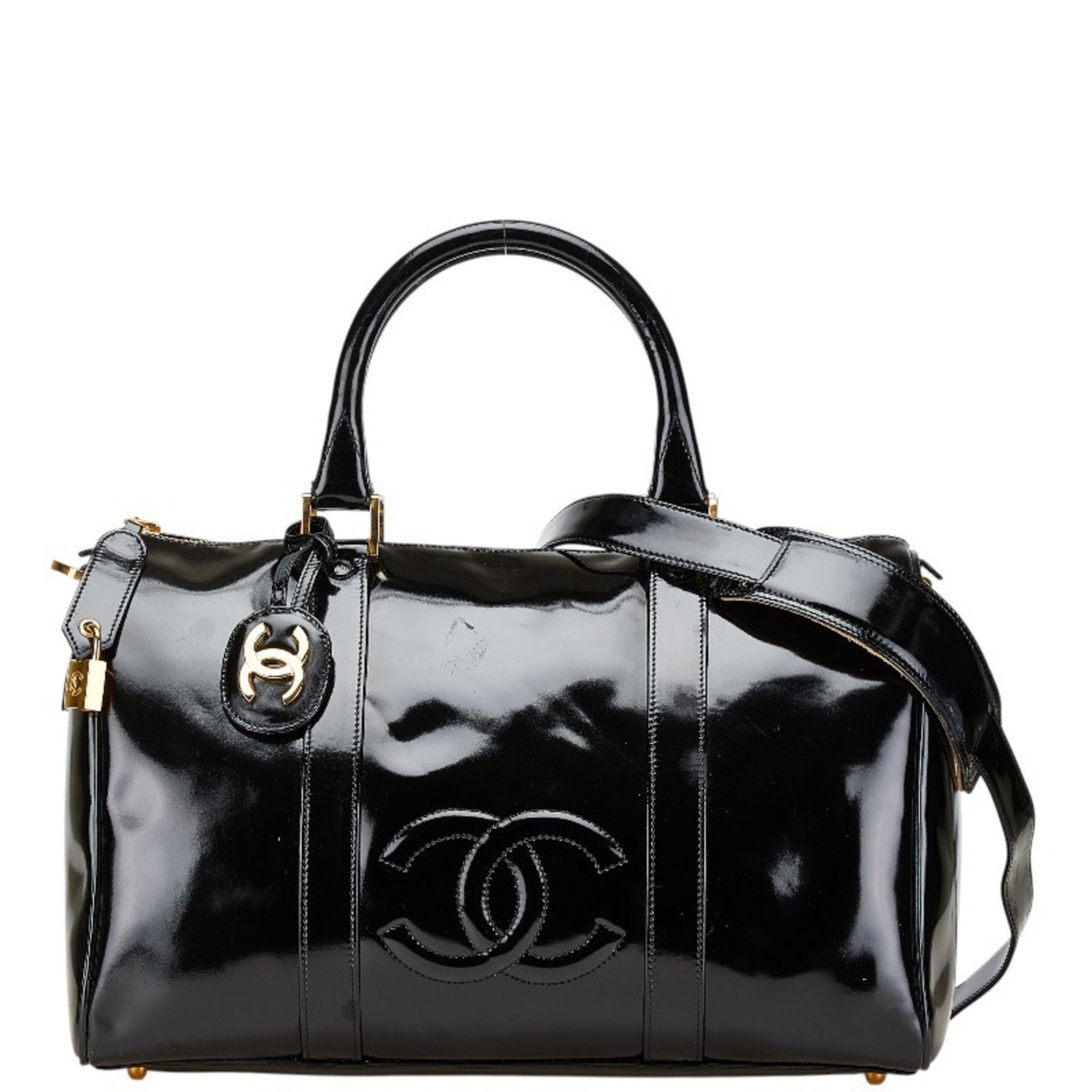 Chanel Coco Mark Boston Bag/Shoulder Bag, Patent Leather