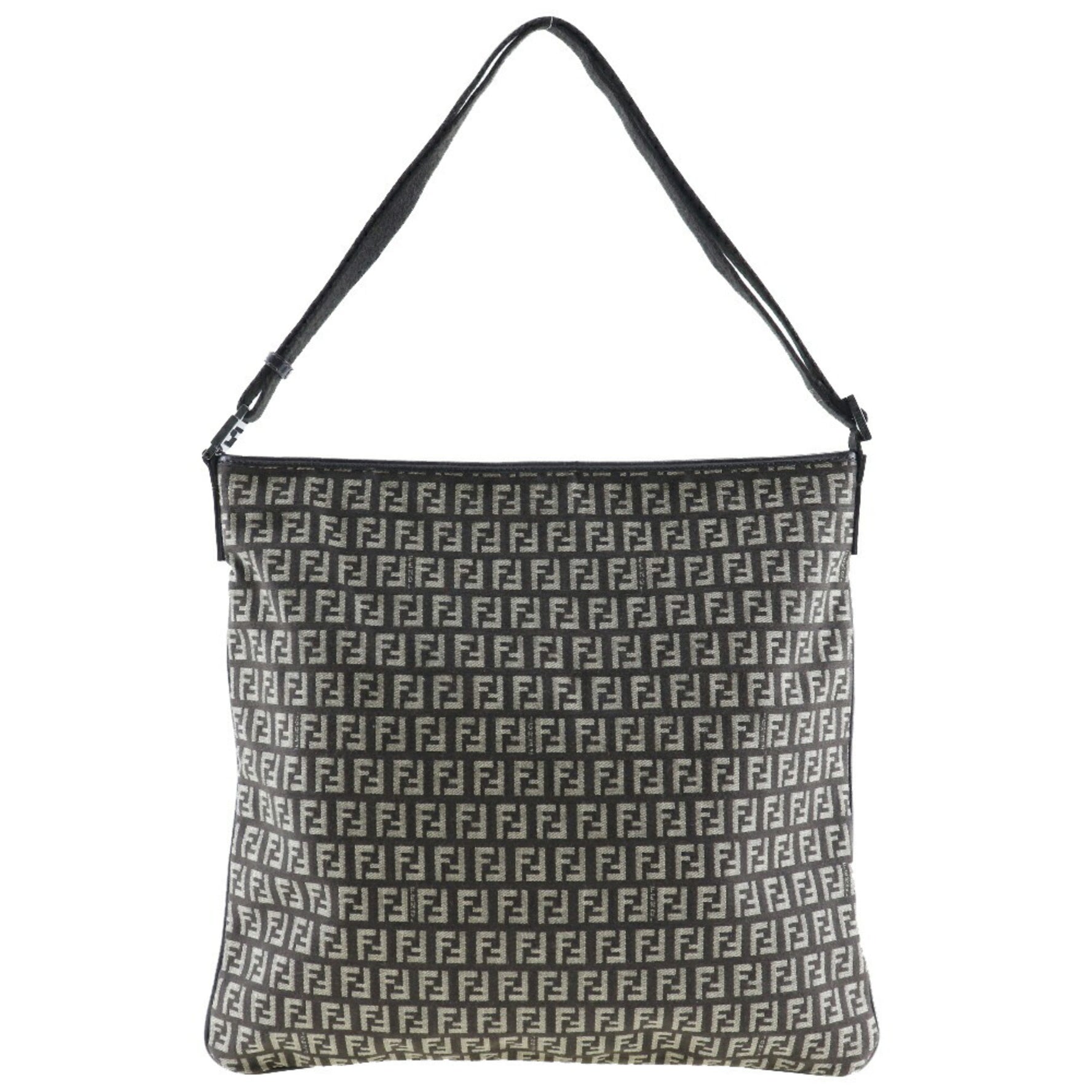 FENDI One Shoulder Bag Zucchino Canvas Made in Italy Crossbody Zipper Belt Unisex