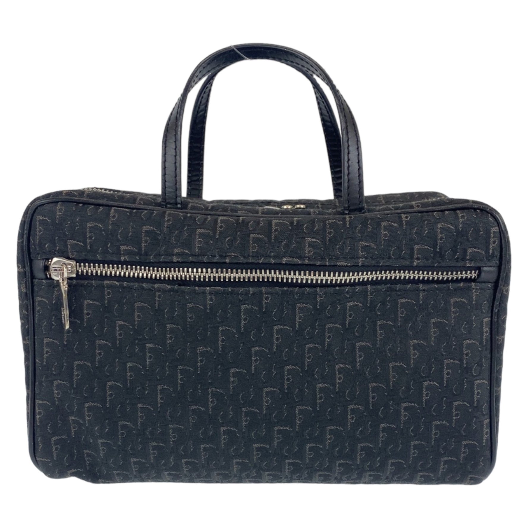 Christian Dior Trotter Oblique Street Chic Silver Hardware Canvas Leather Handbag Vanity Bag