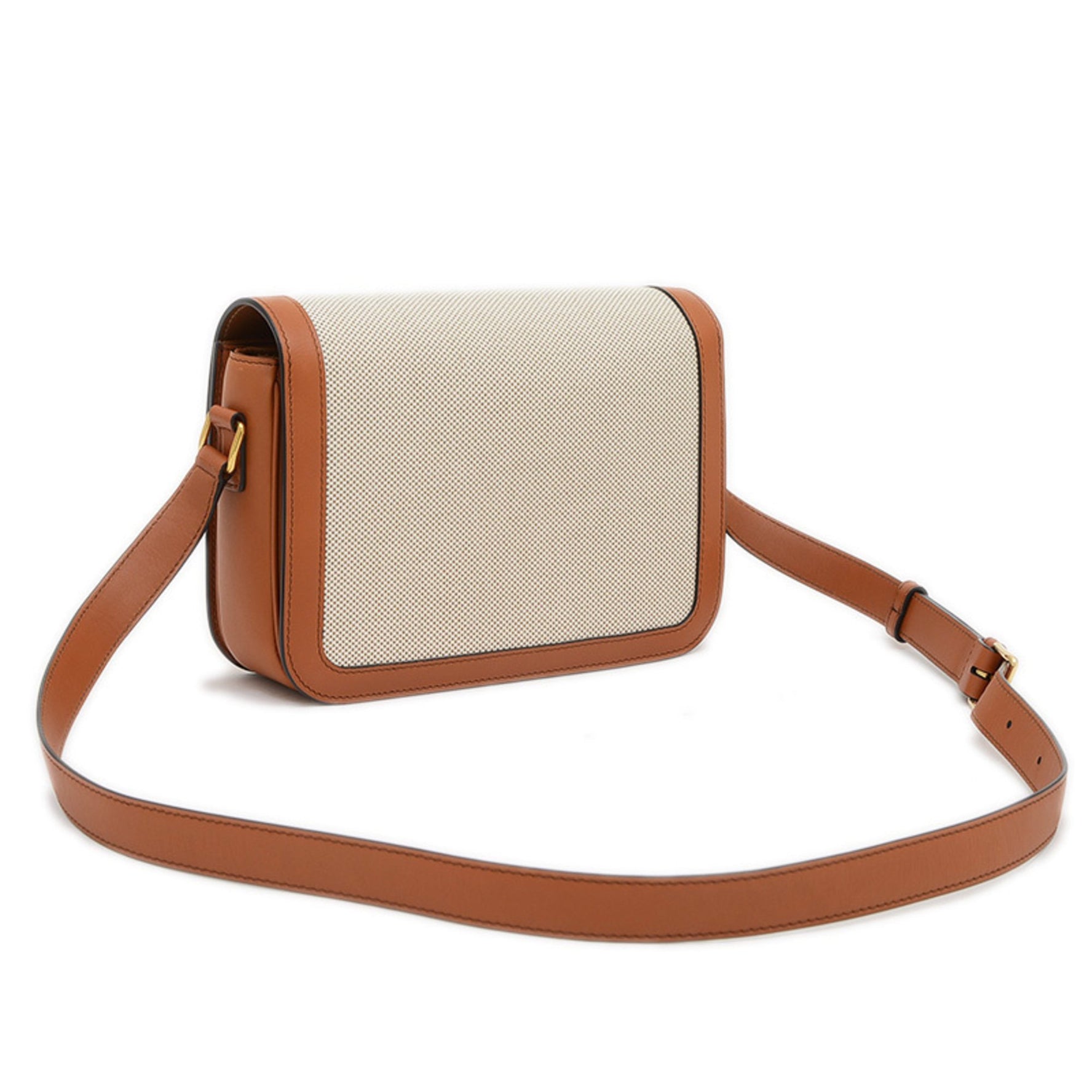 Celine Classic Triomphe Shoulder Bag Canvas Leather Natural Tan BP