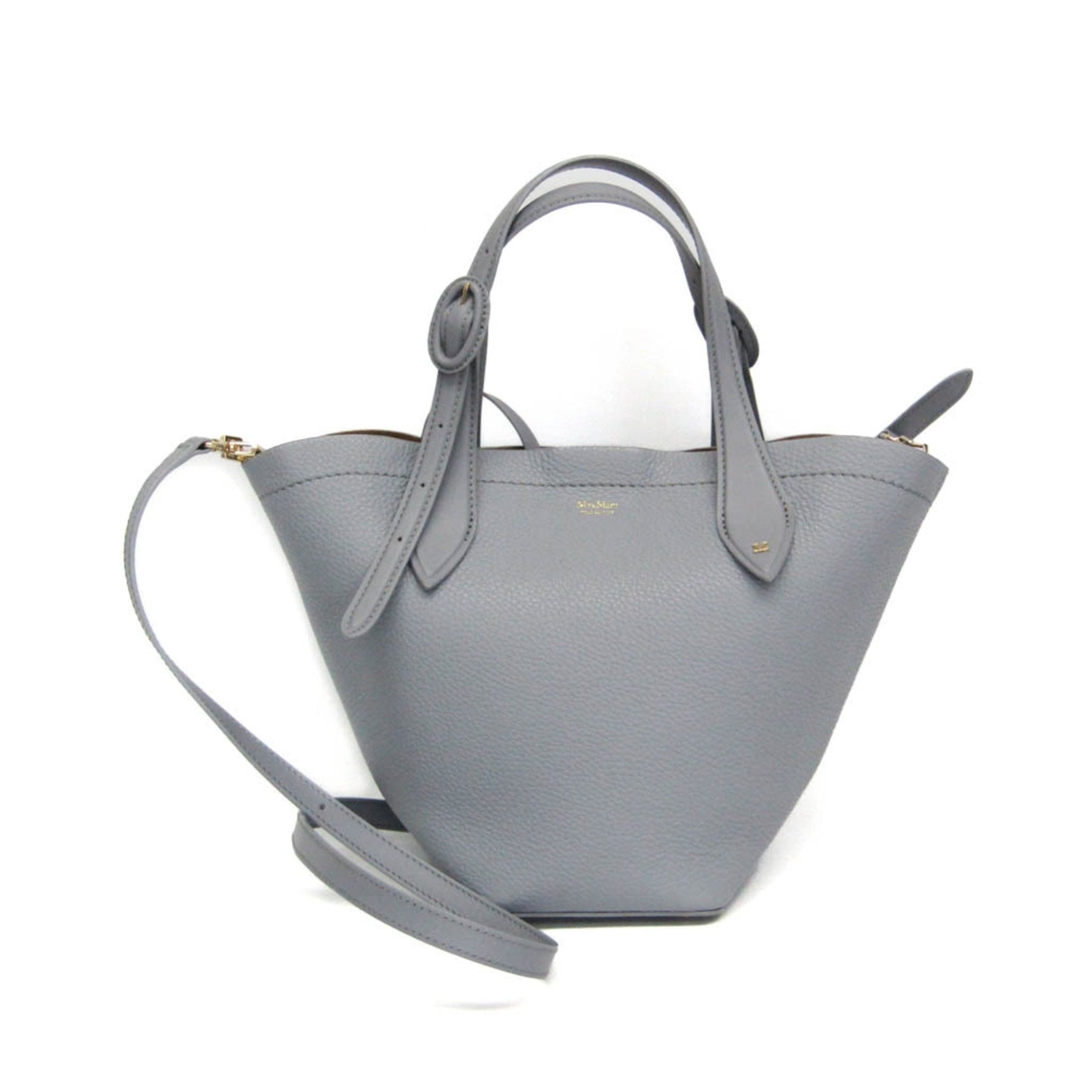 Max Mara MY DEAR Women's Leather Shoulder Bag,Tote Bag Light Gray