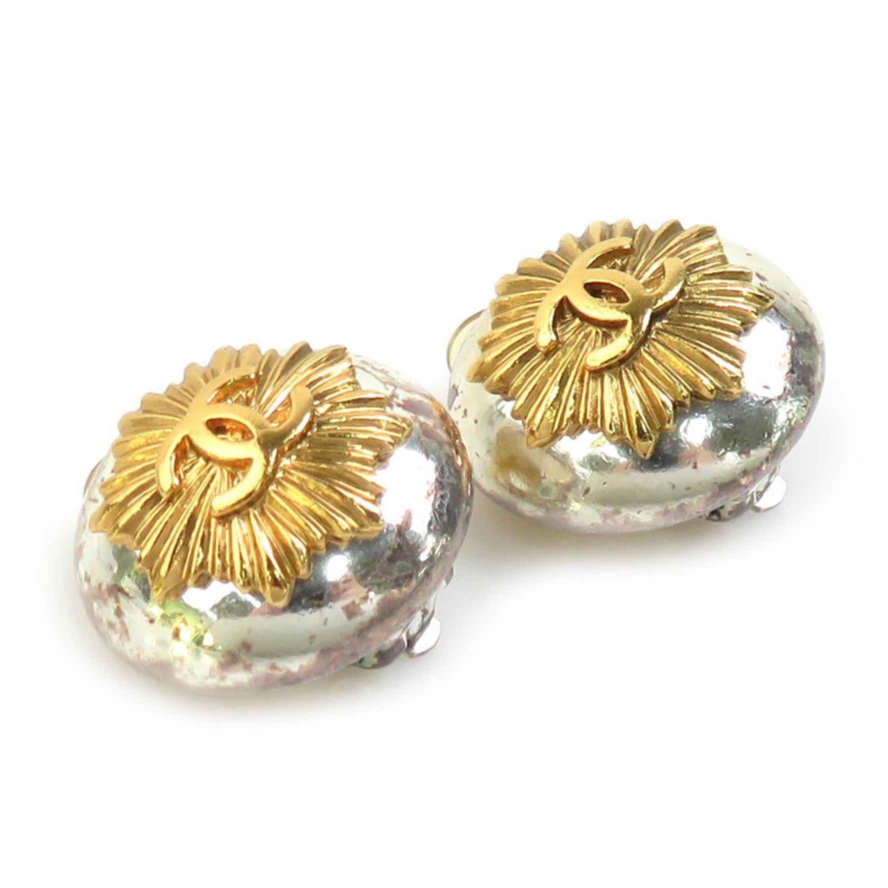 CHANEL Earrings, Metal, Silver and Gold