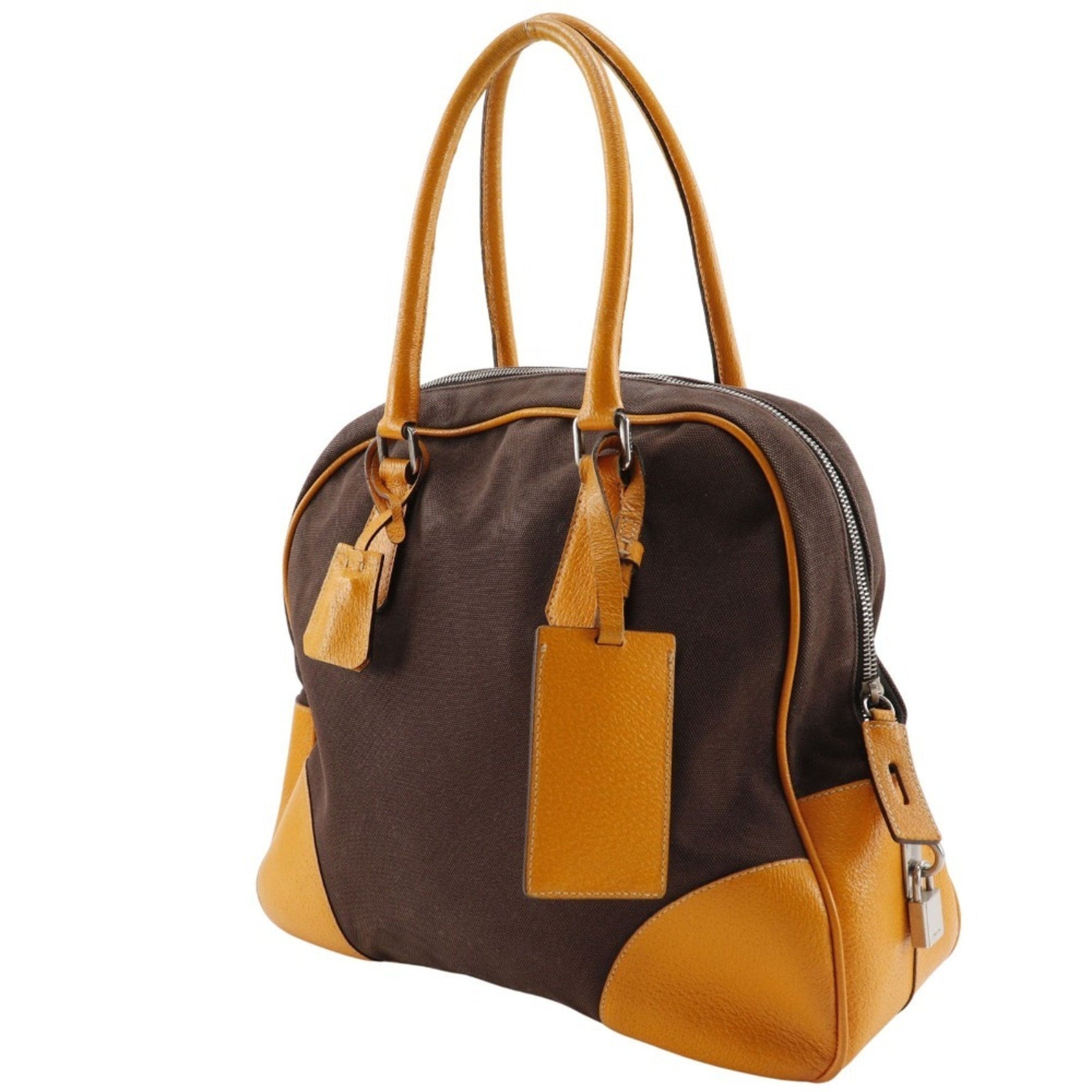 PRADA Mini Boston Tote Bag Canvas