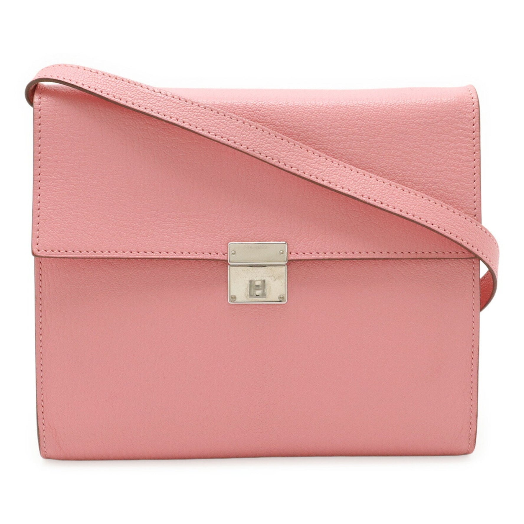 HERMES Click 16 Shoulder Bag, Pochette, Chevre Leather, Rose Confetti, Pink, Y Stamp