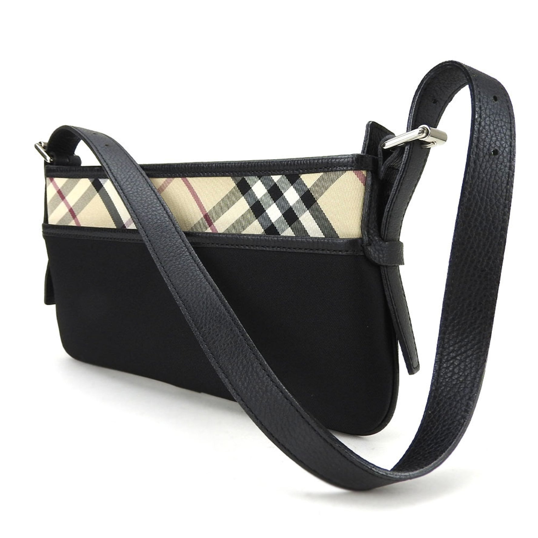 Burberry Shoulder Bag Canvas Leather Beige Black Nova Check