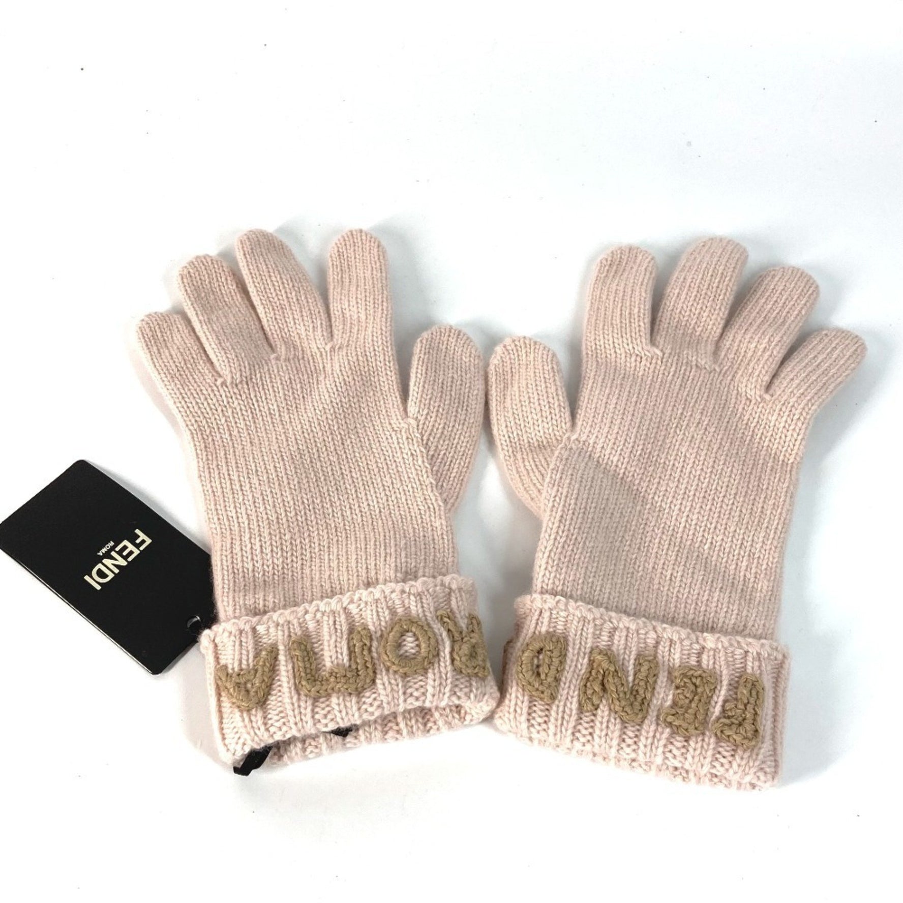 FENDI Gloves Wool Light Pink