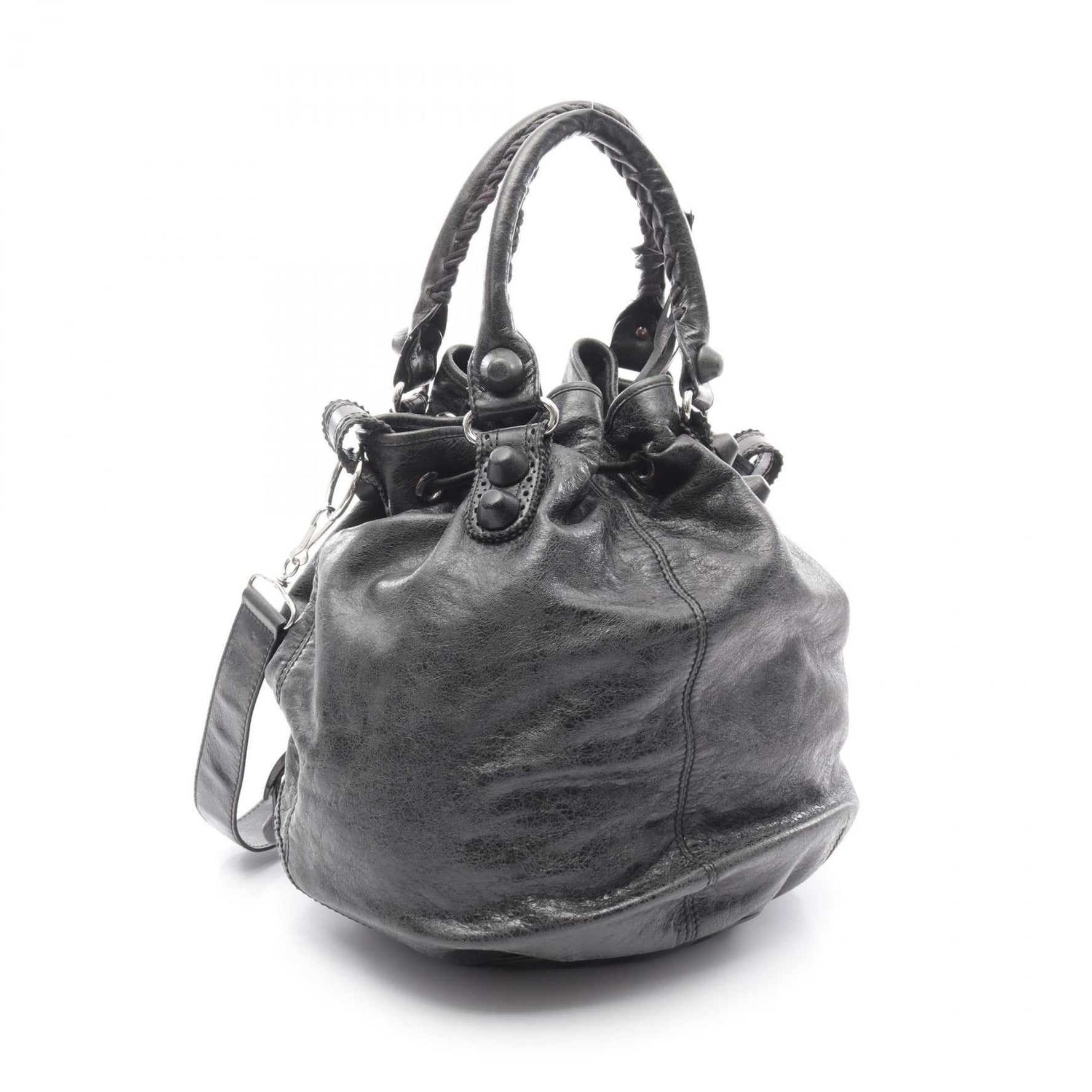 Balenciaga Giant Pom-Pom Handbag, Leather