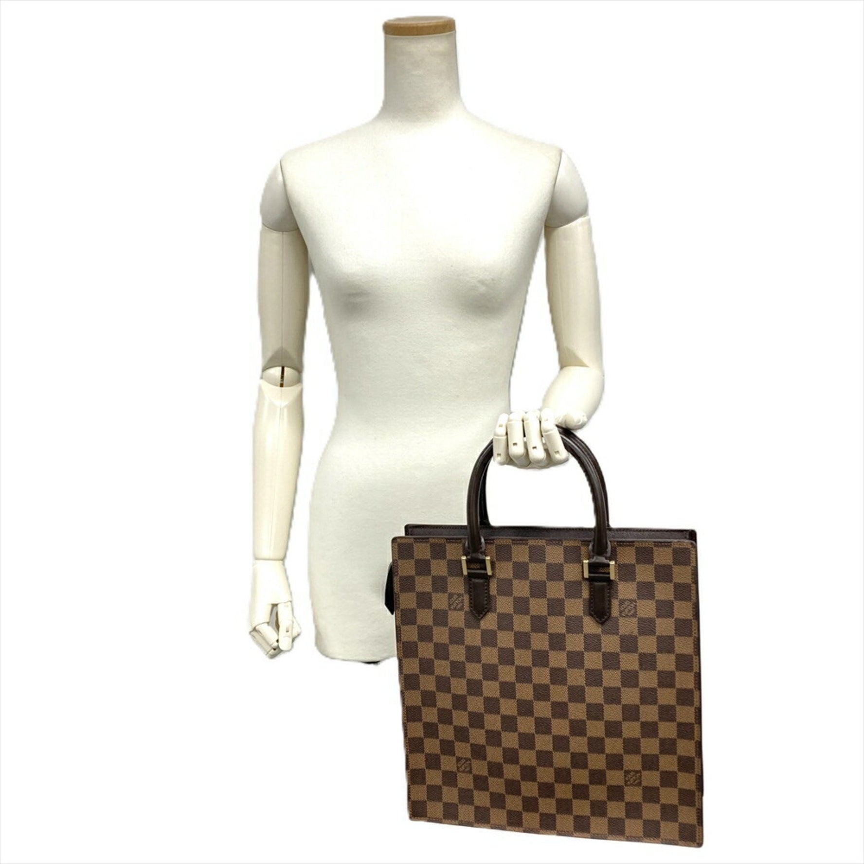 Louis Vuitton Sac Plat Handbag Damier Ebene Brown