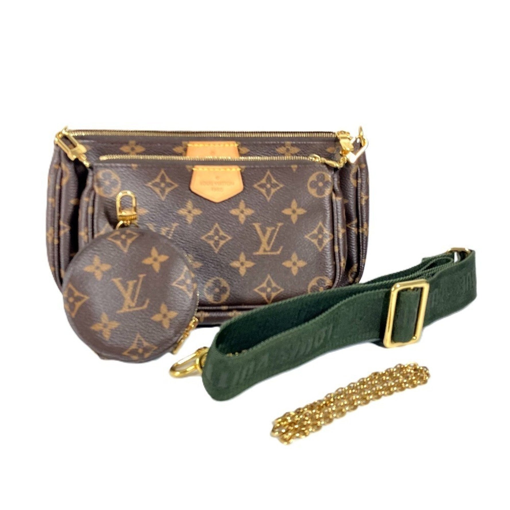 Louis Vuitton Monogram Multi Pochette Accessoires Wallet/Coin Case Wallet Crossbody Bag Shoulder Canvas Khaki Brown
