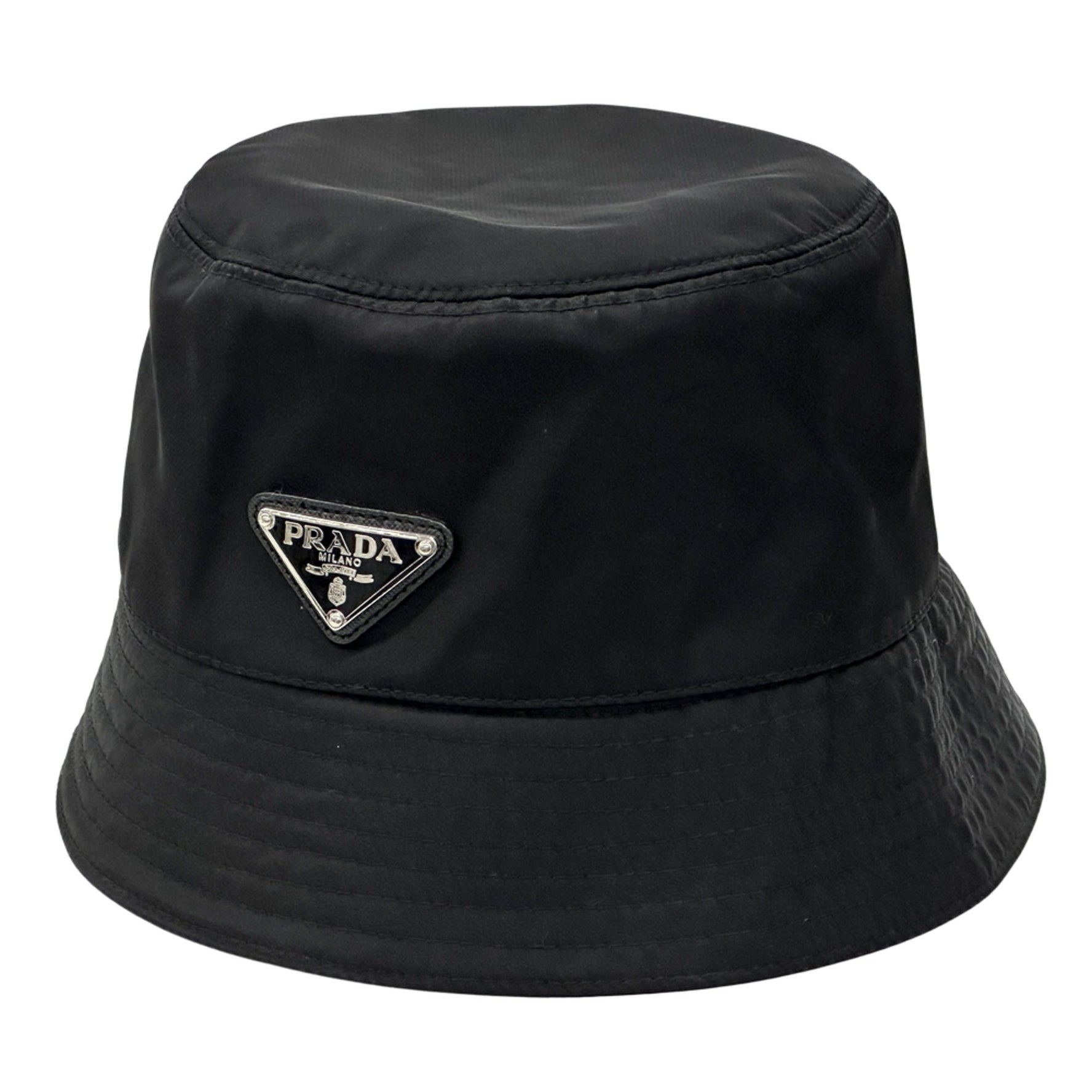 Prada Hat Men's Brand Nylon Bucket M Tessuto Triangle Logo Plain Simple