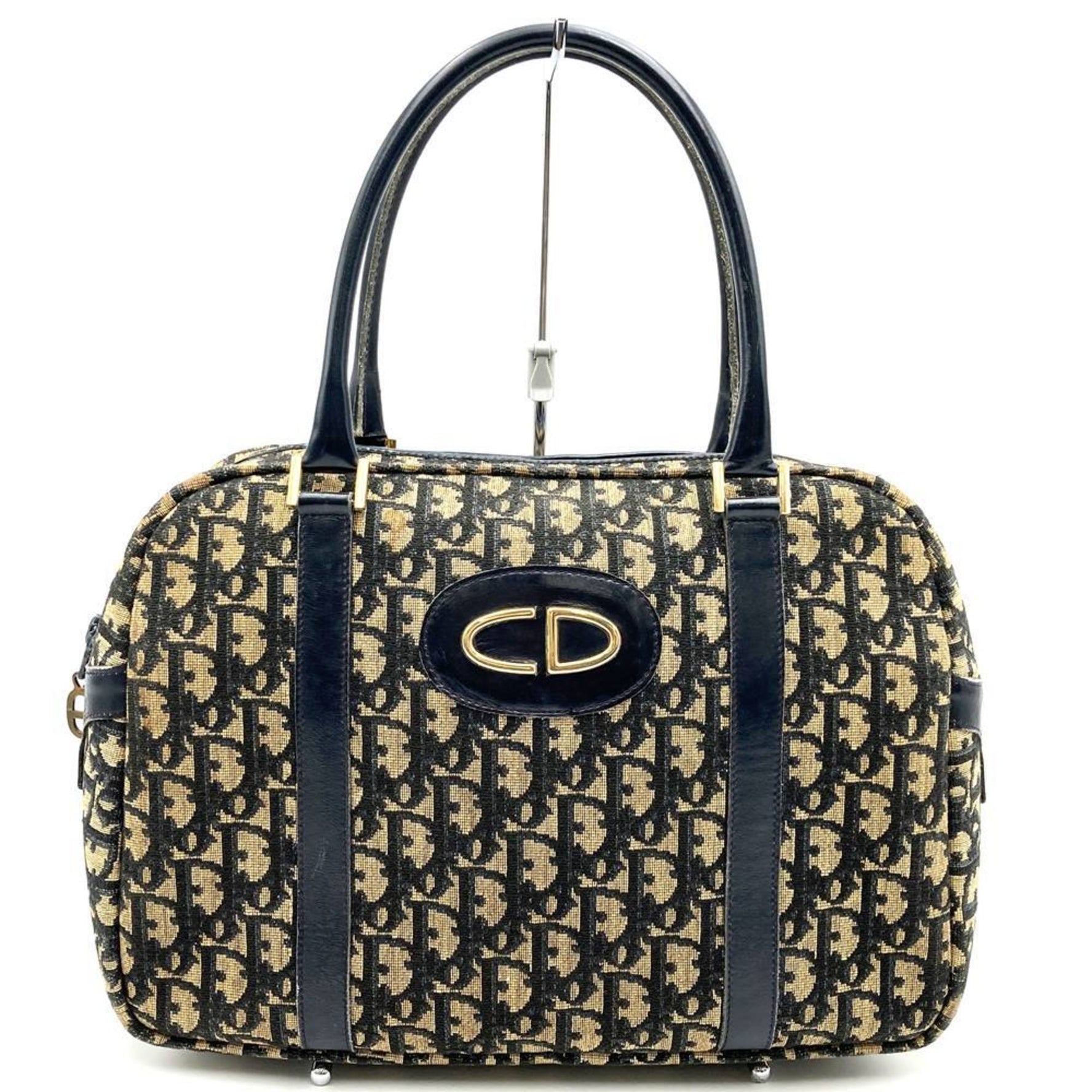 Christian Dior Dior Handbag Boston Bag Blue Canvas Trotter Men's