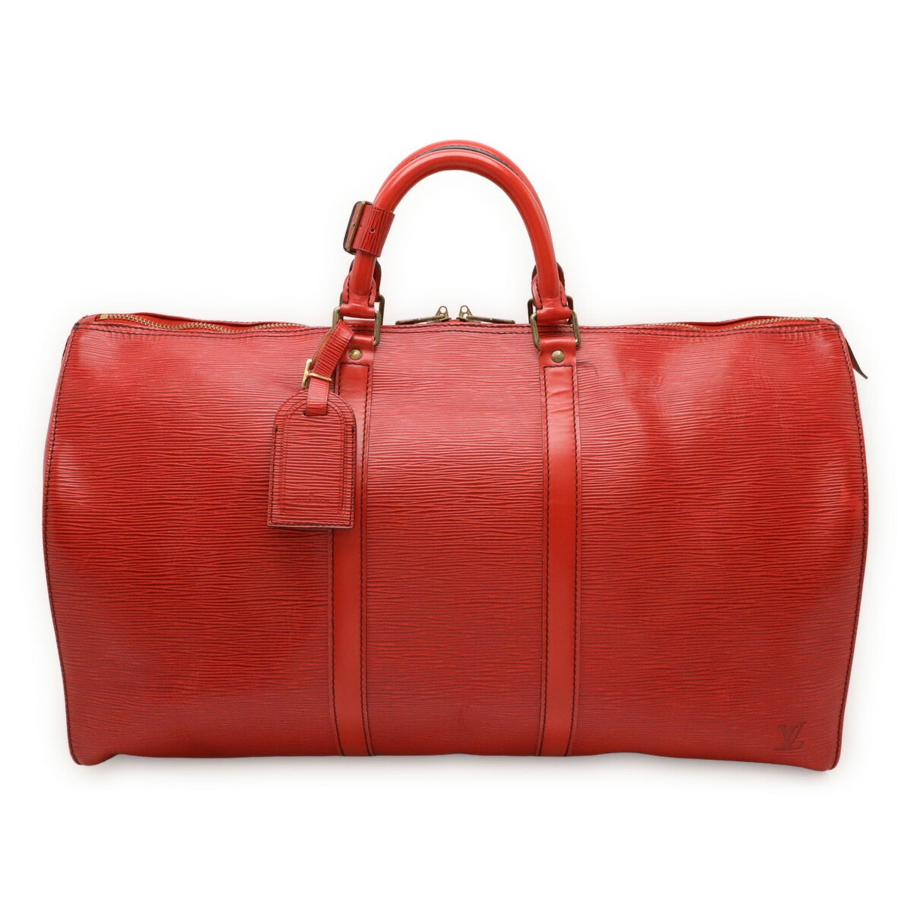 LOUIS VUITTON Epi Leather Keepall 50 Boston Bag/Travel Bag in Castilian Red