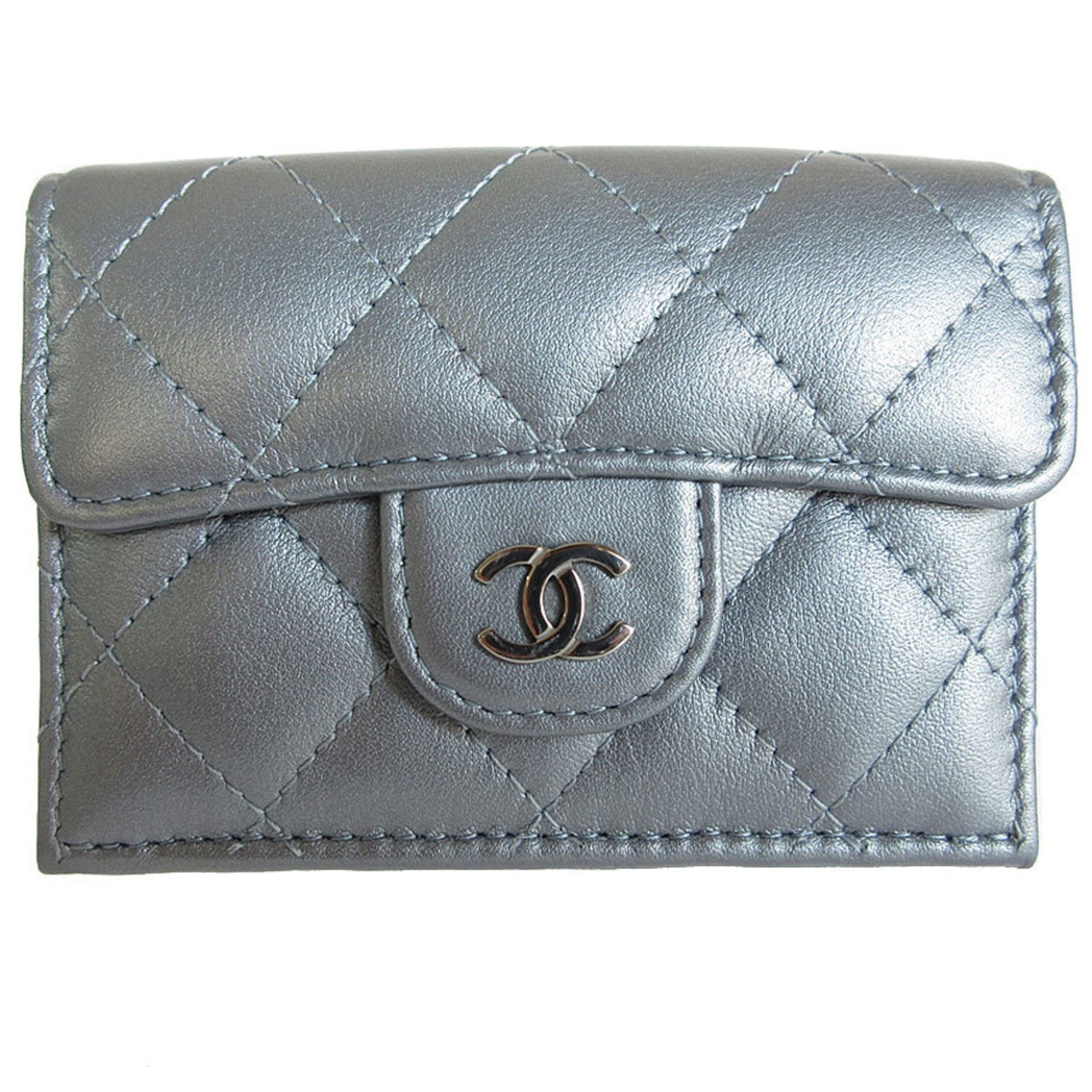 CHANEL Tri-fold Wallet Compact Matelasse Leather