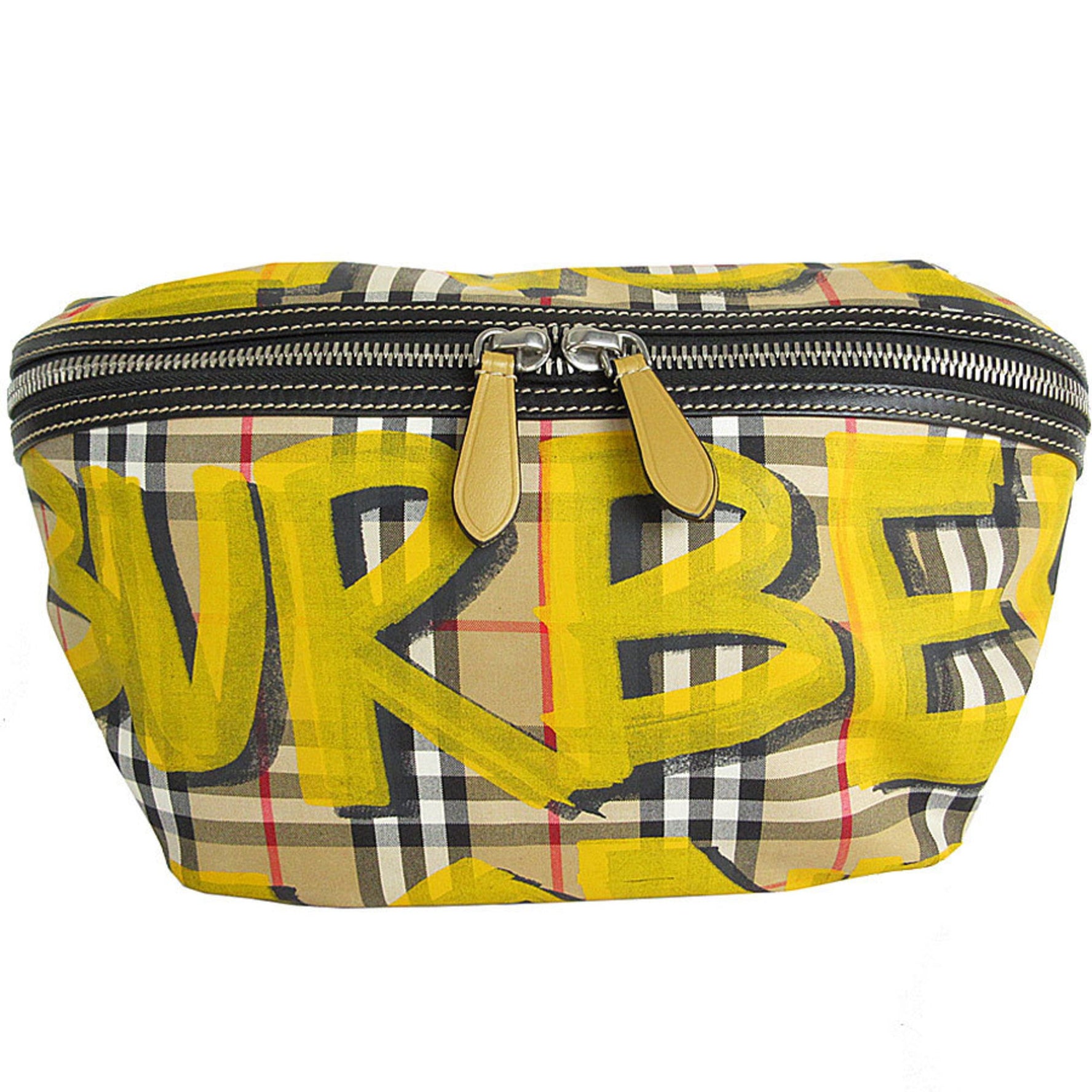 Burberry Body Bag Waist Nova Check Nylon Leather Beige Yellow Men's