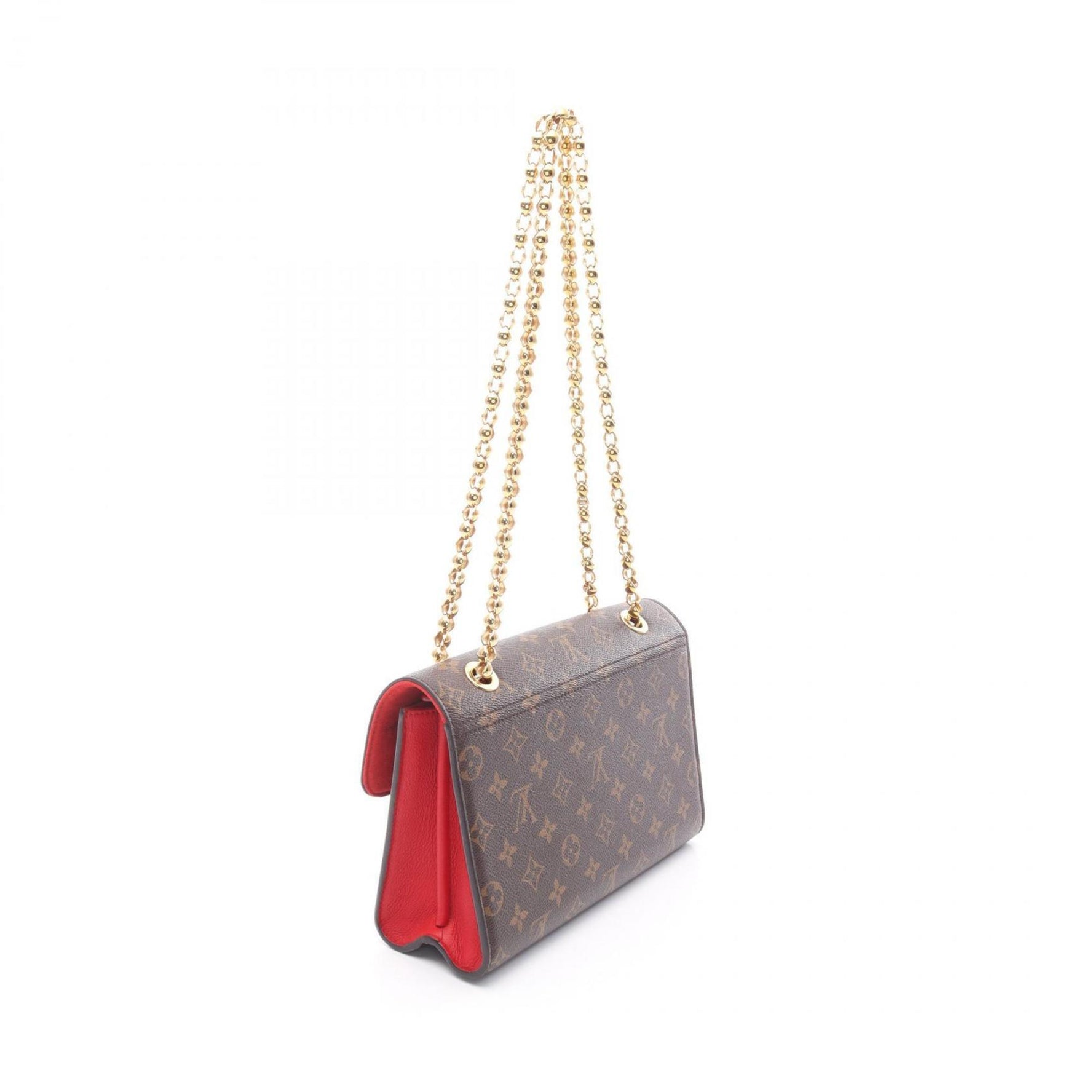 Louis Vuitton Victoire Shoulder Bag, Coated Canvas and Leather, Monogram, Brown Red