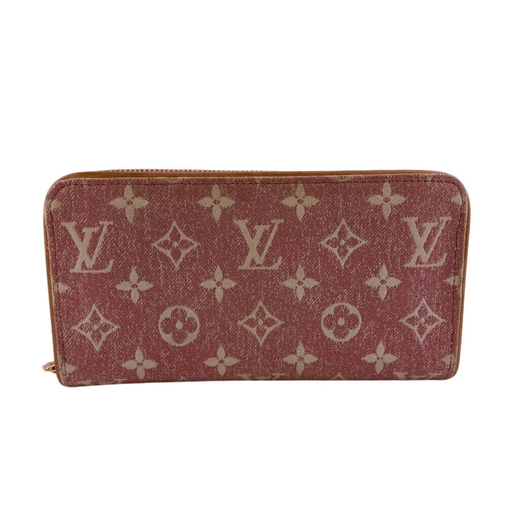 LOUIS VUITTON Denim Jacquard Zippy Wallet Monogram Long Pink