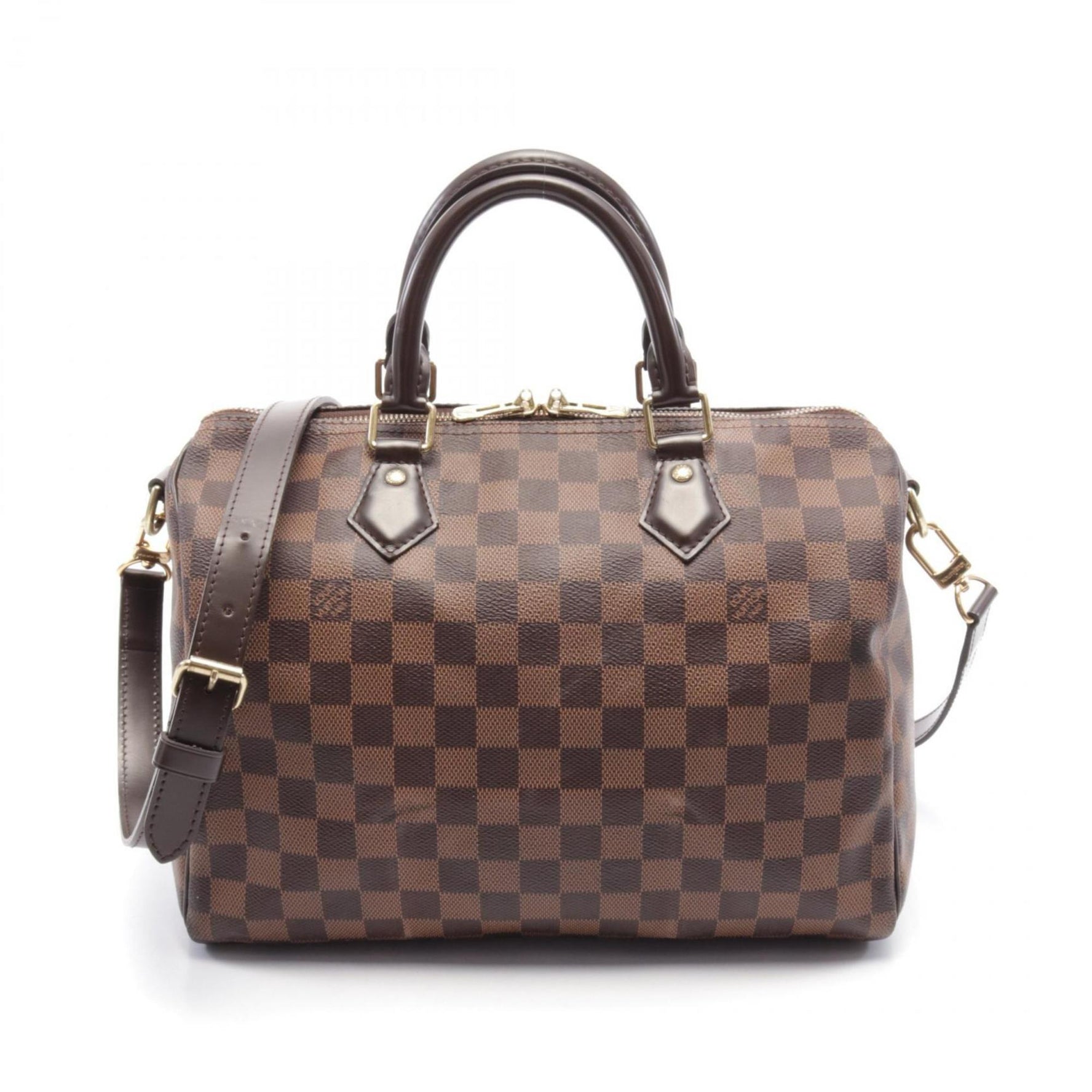 Louis Vuitton Speedy Bandouliere 30 Handbag Bag Coated Canvas Leather Damier Brown