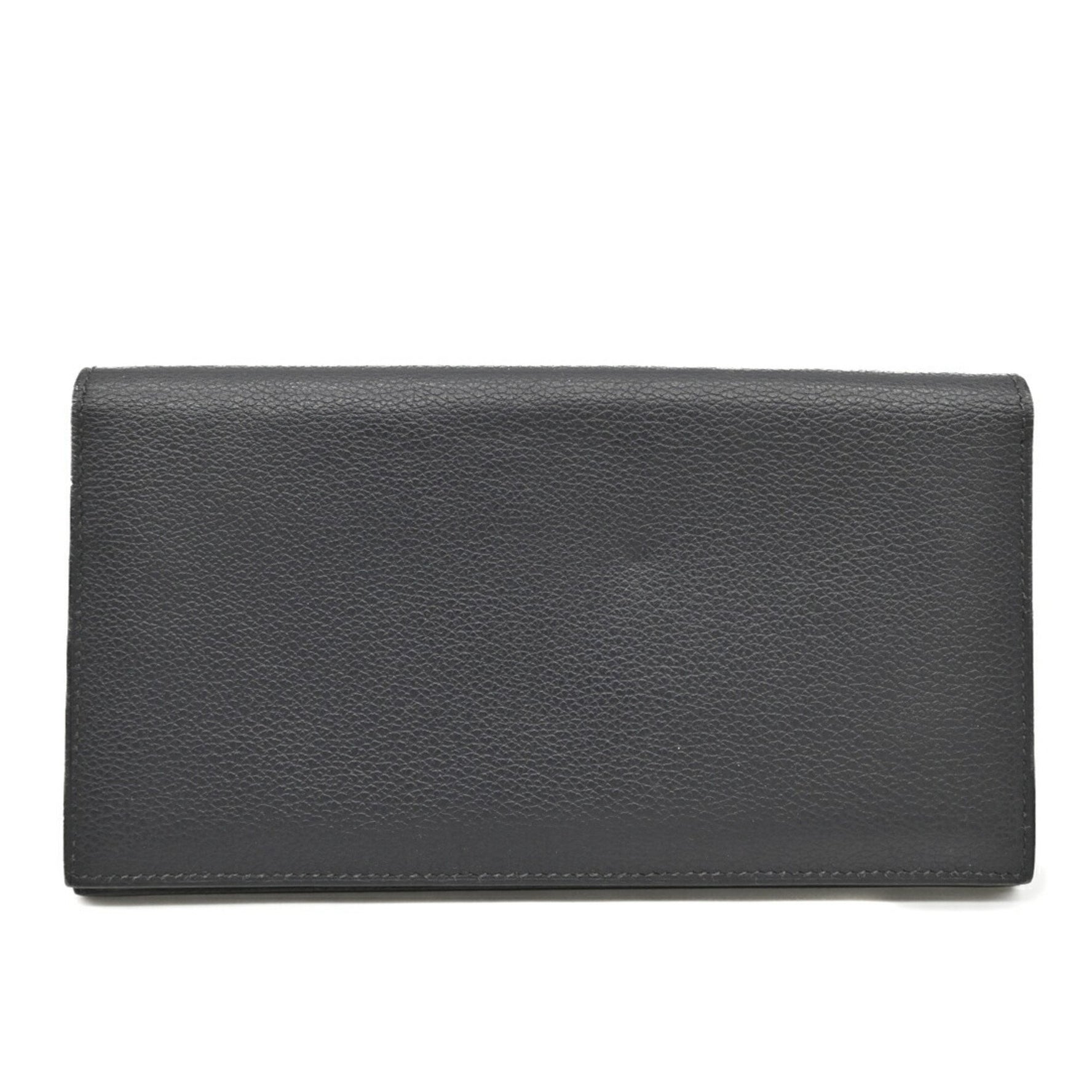 HERMES Citizen Twill Long Silkin Wallet Bifold Evercolor Leather Dark Navy
