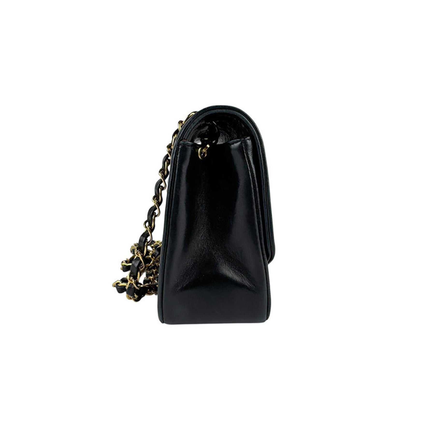 CHANEL Diana Shoulder Bag in Leather, Metal, Black, and Gold