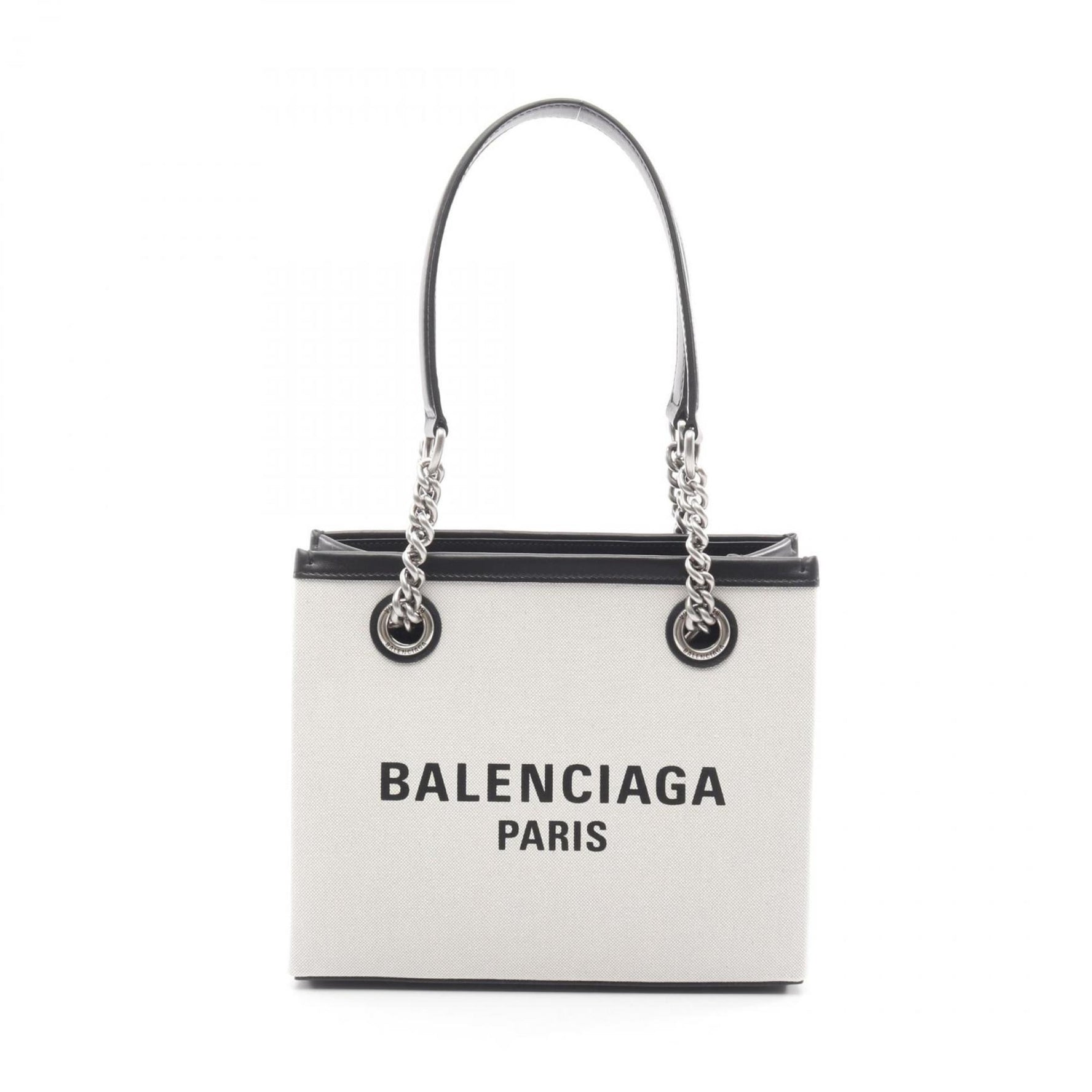 Balenciaga Duty Free Small Tote Bag, Canvas and Leather, Ivory Black