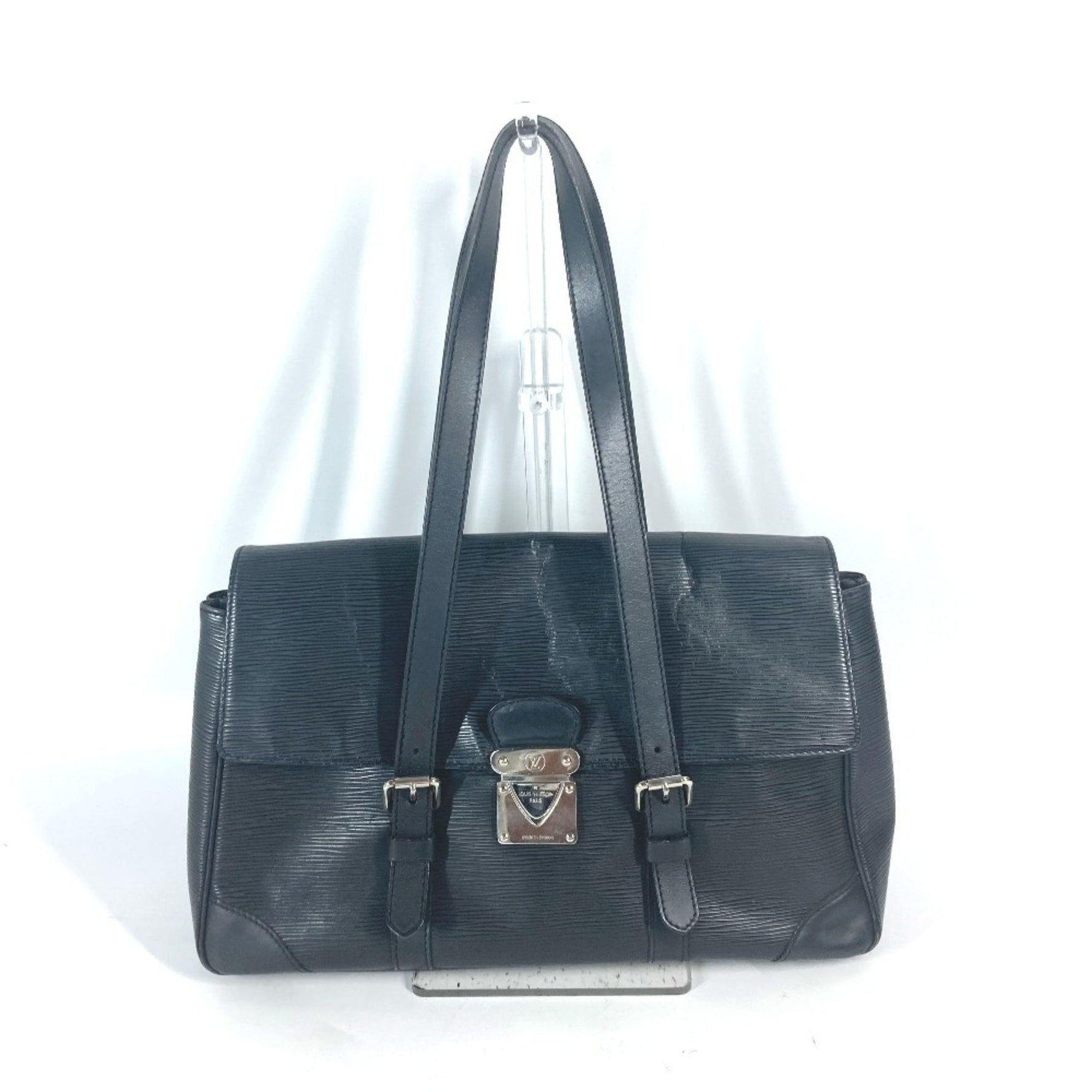 Louis Vuitton Epi Segur MM Tote Bag Flap Shoulder Leather Noir Black