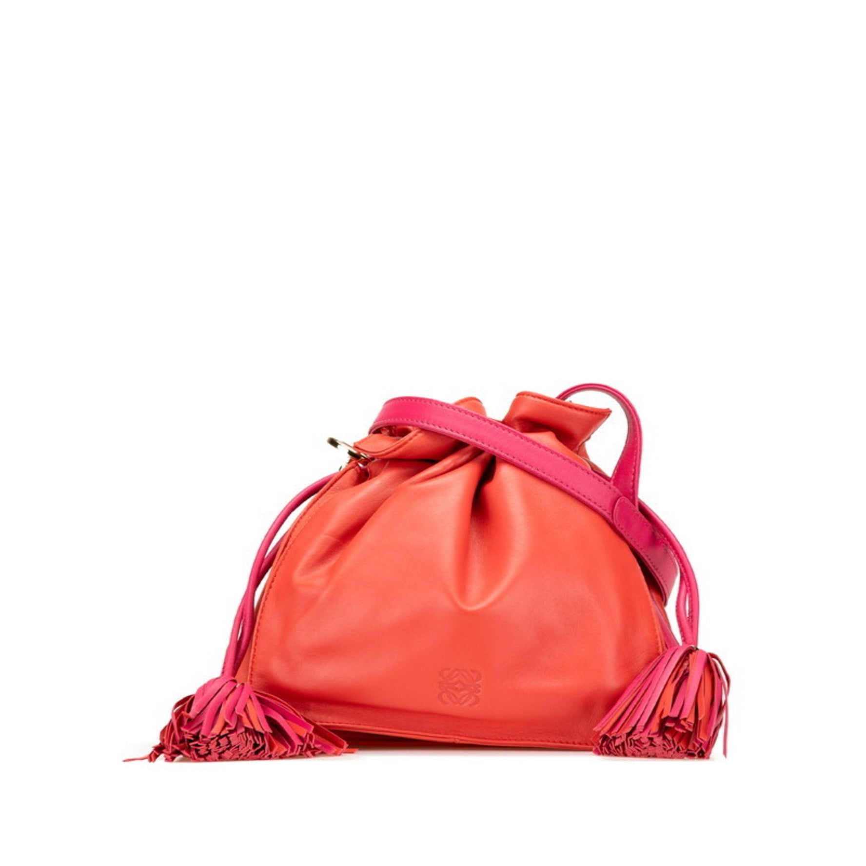LOEWE Anagram Flamenco 22 Shoulder Bag Red Pink Leather